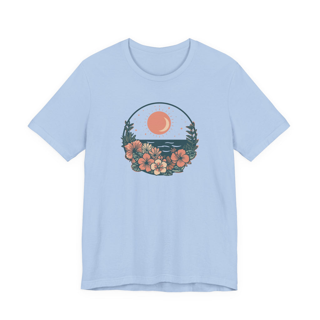 Sunset Ocean Moon Floral T-Shirt