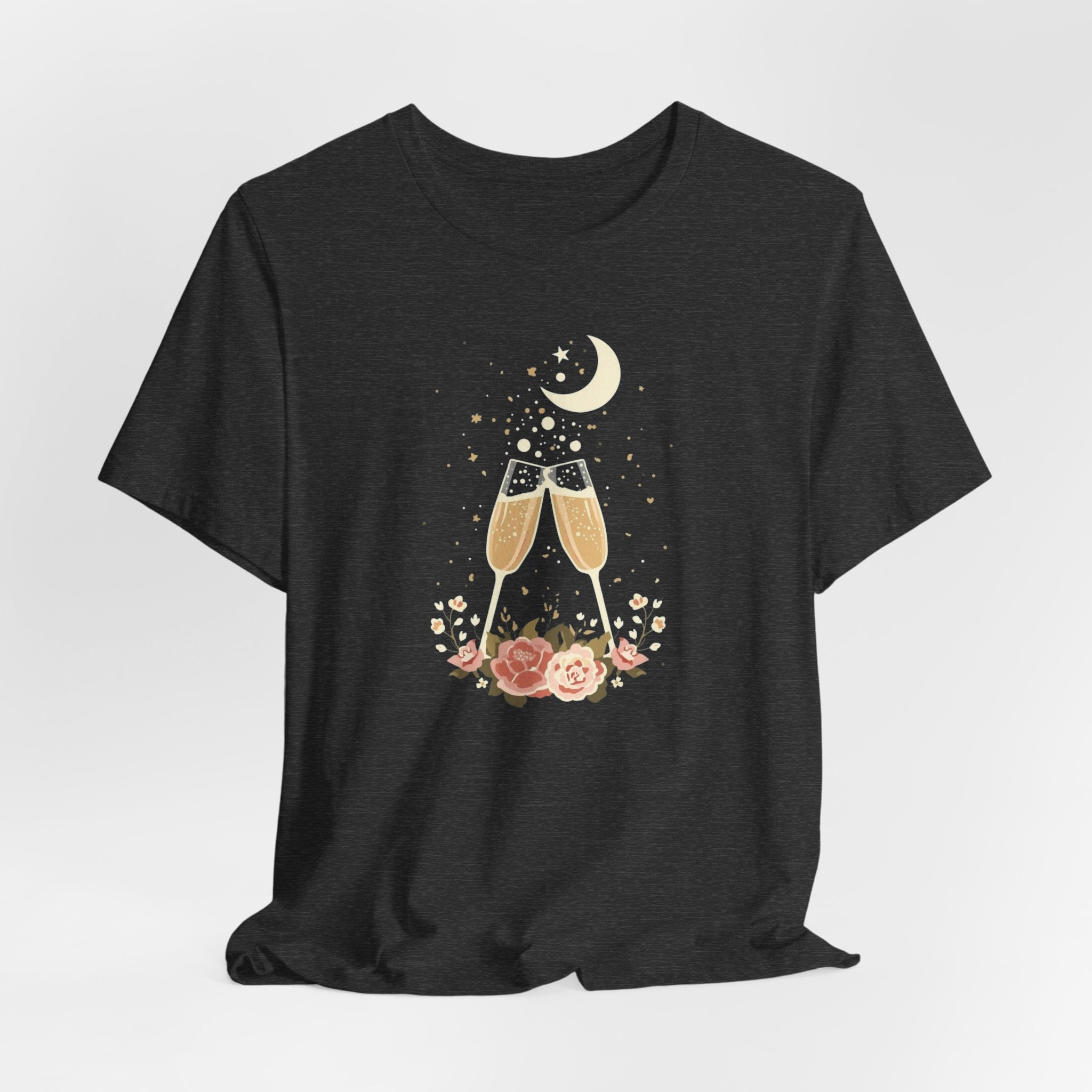 Celestial Champagne & Blush Florals Graphic T-Shirt