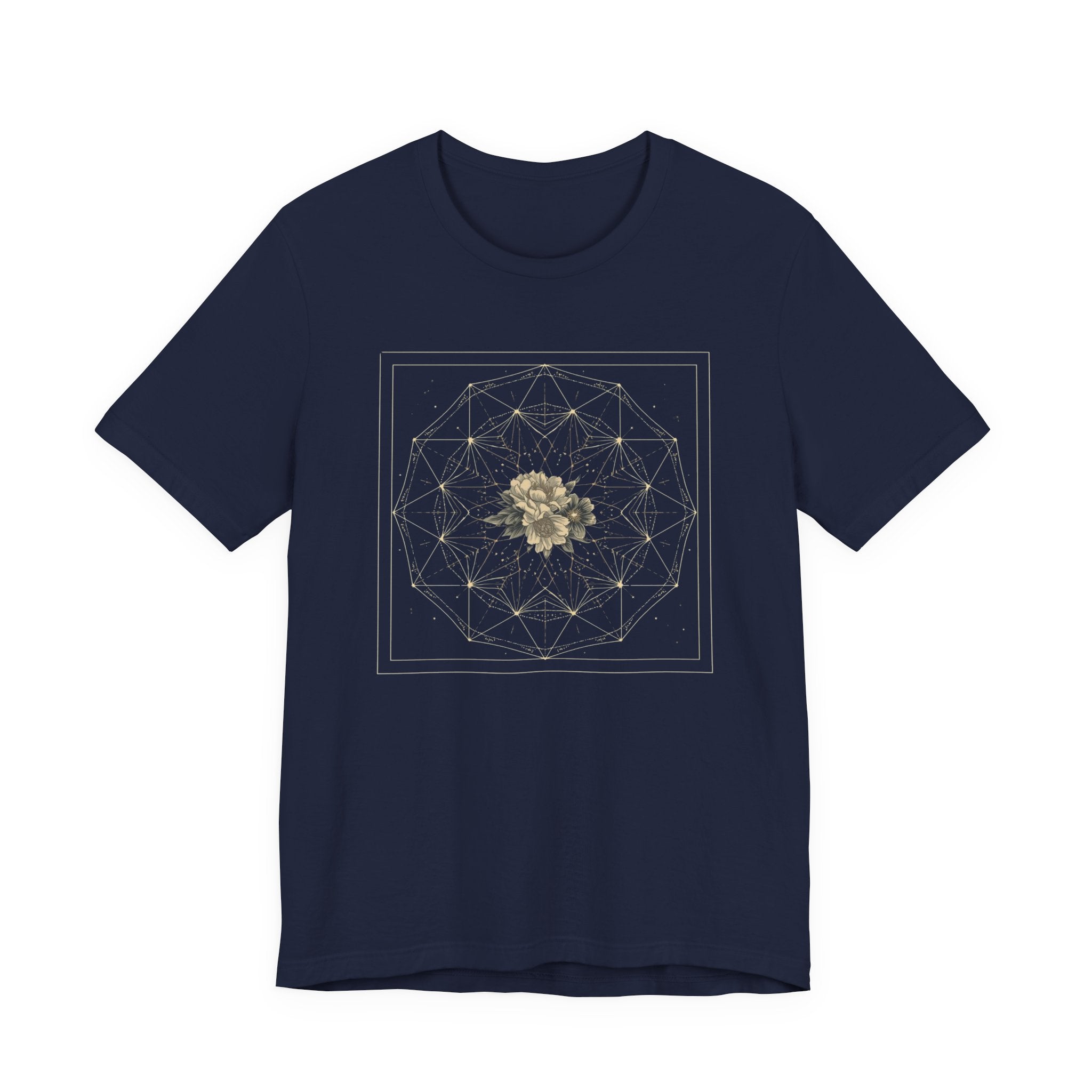 Sacred Geometry Floral Mandala Celestial Graphic T-Shirt