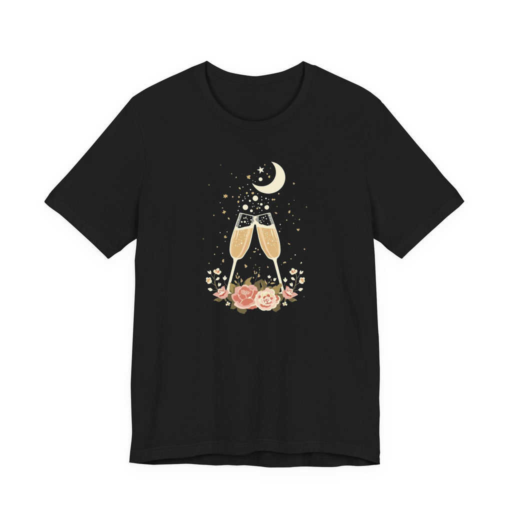 Celestial Champagne & Blush Florals Graphic T-Shirt
