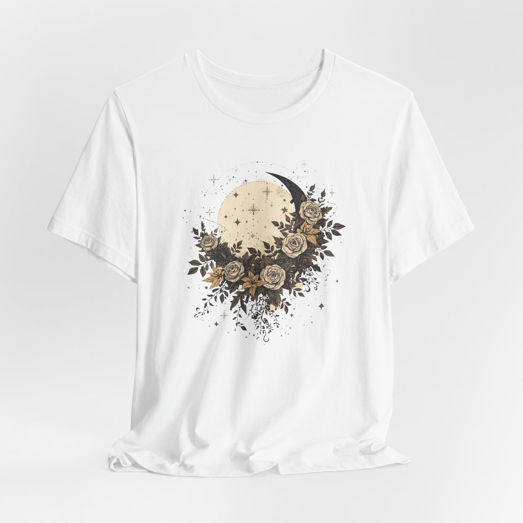 Celestial Moon & Roses Graphic T-Shirt