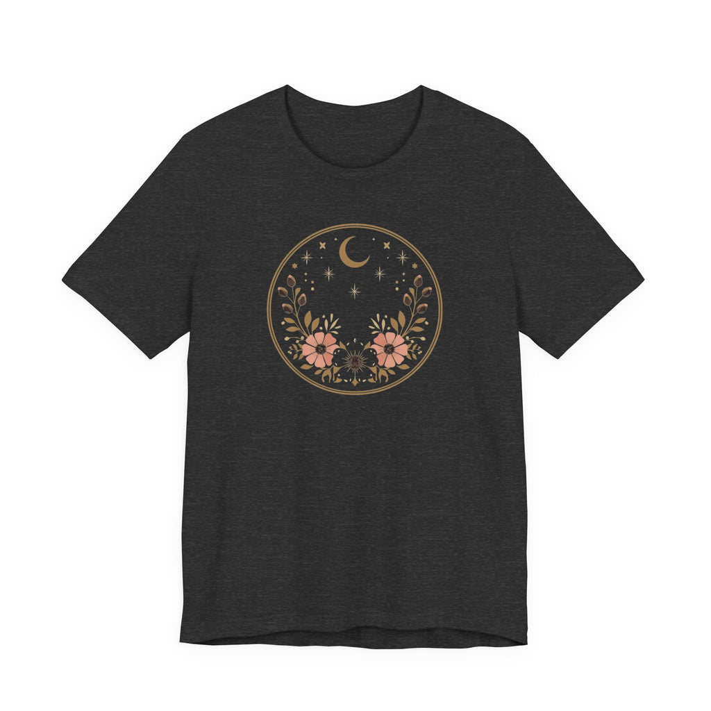 Minimal Celestial Floral Moon Graphic Tee