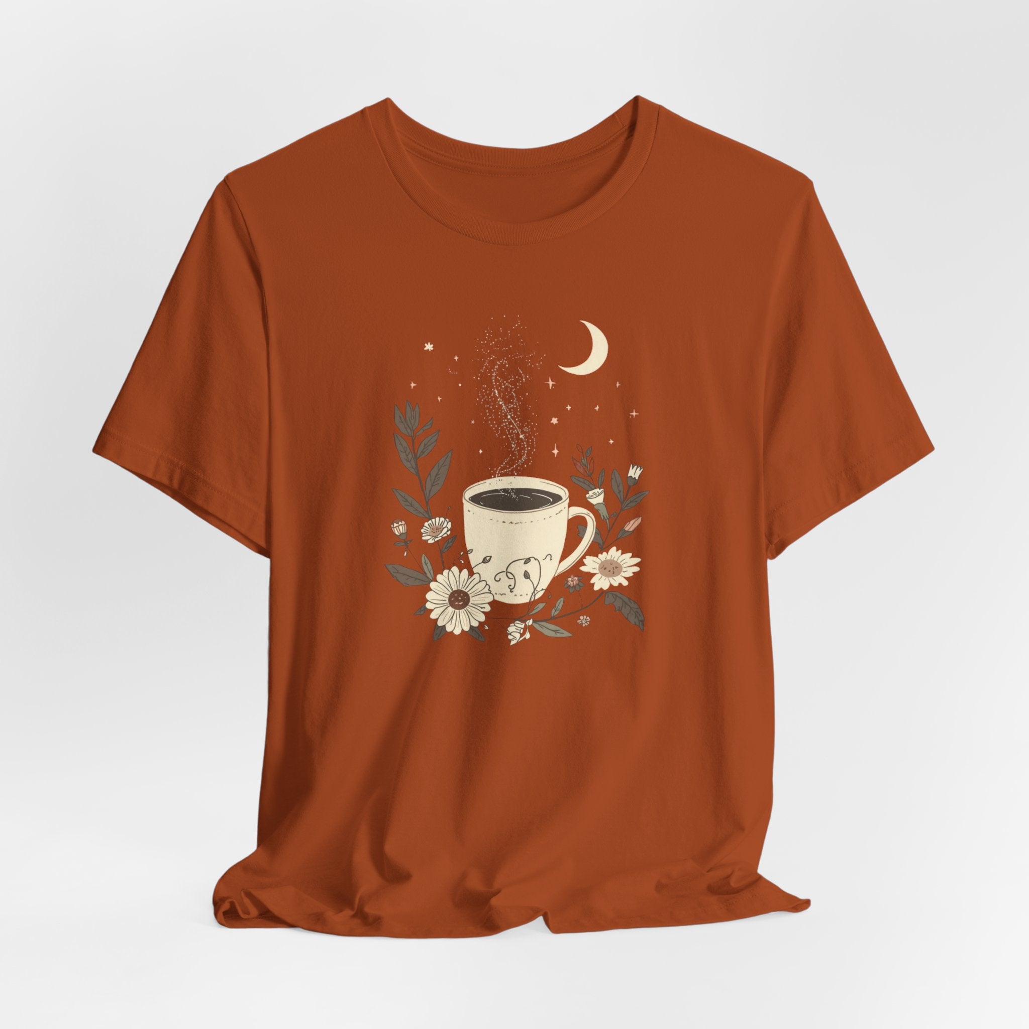 Moonlit Coffee & Wildflower Graphic T-Shirt
