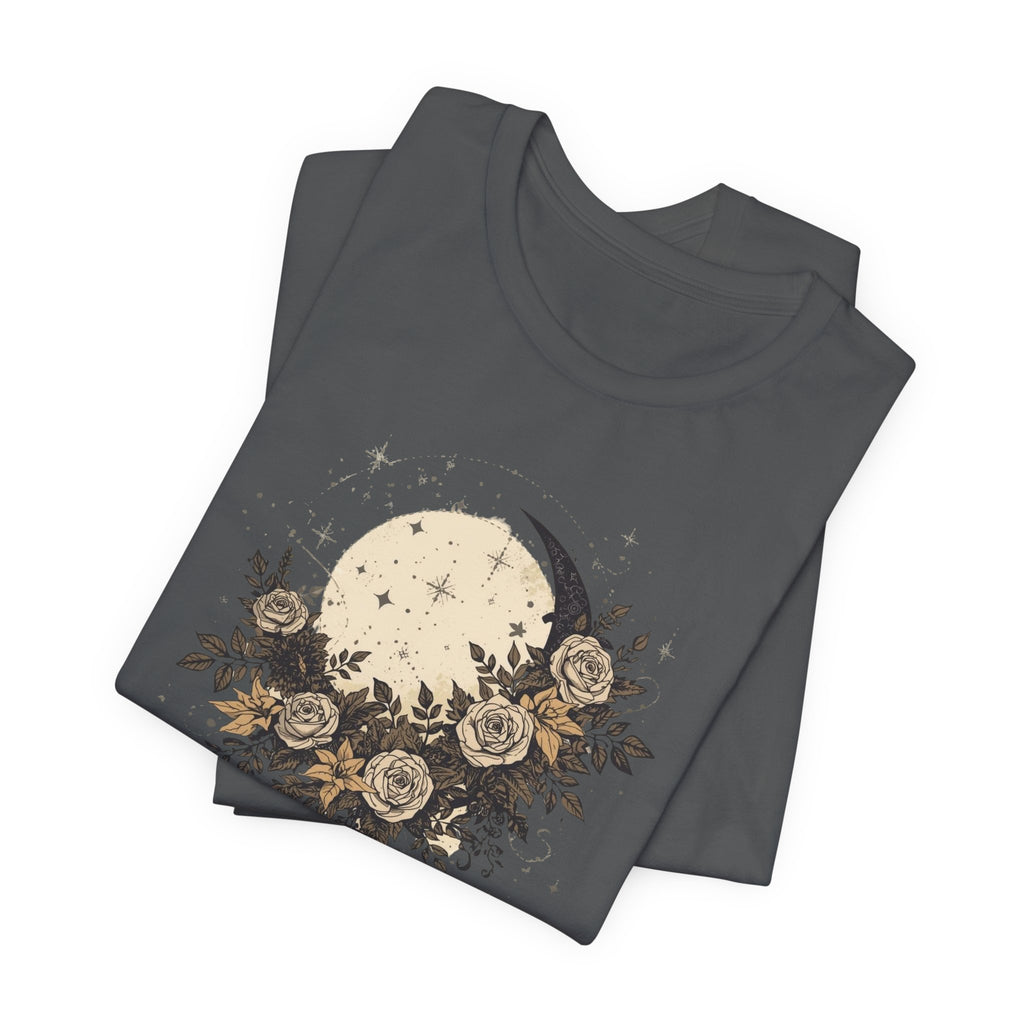 Celestial Moon & Roses Graphic T-Shirt