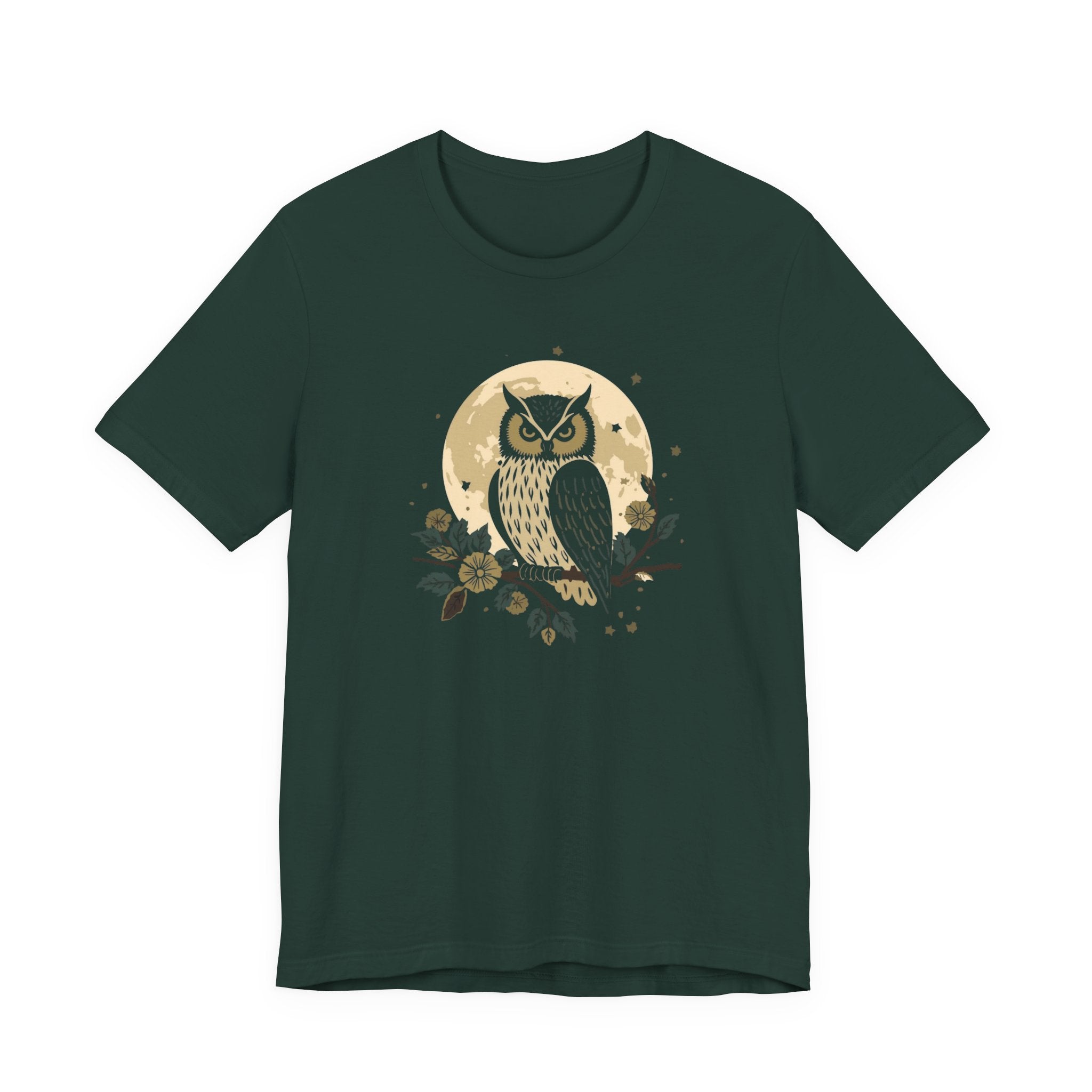 Moonlit Owl Botanical Graphic T-Shirt