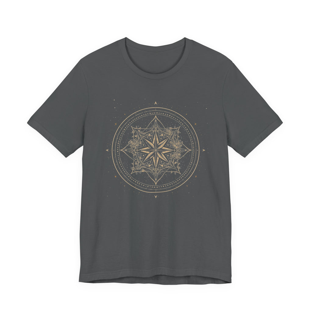 Celestial Compass Rose Floral Mandala Graphic T-Shirt