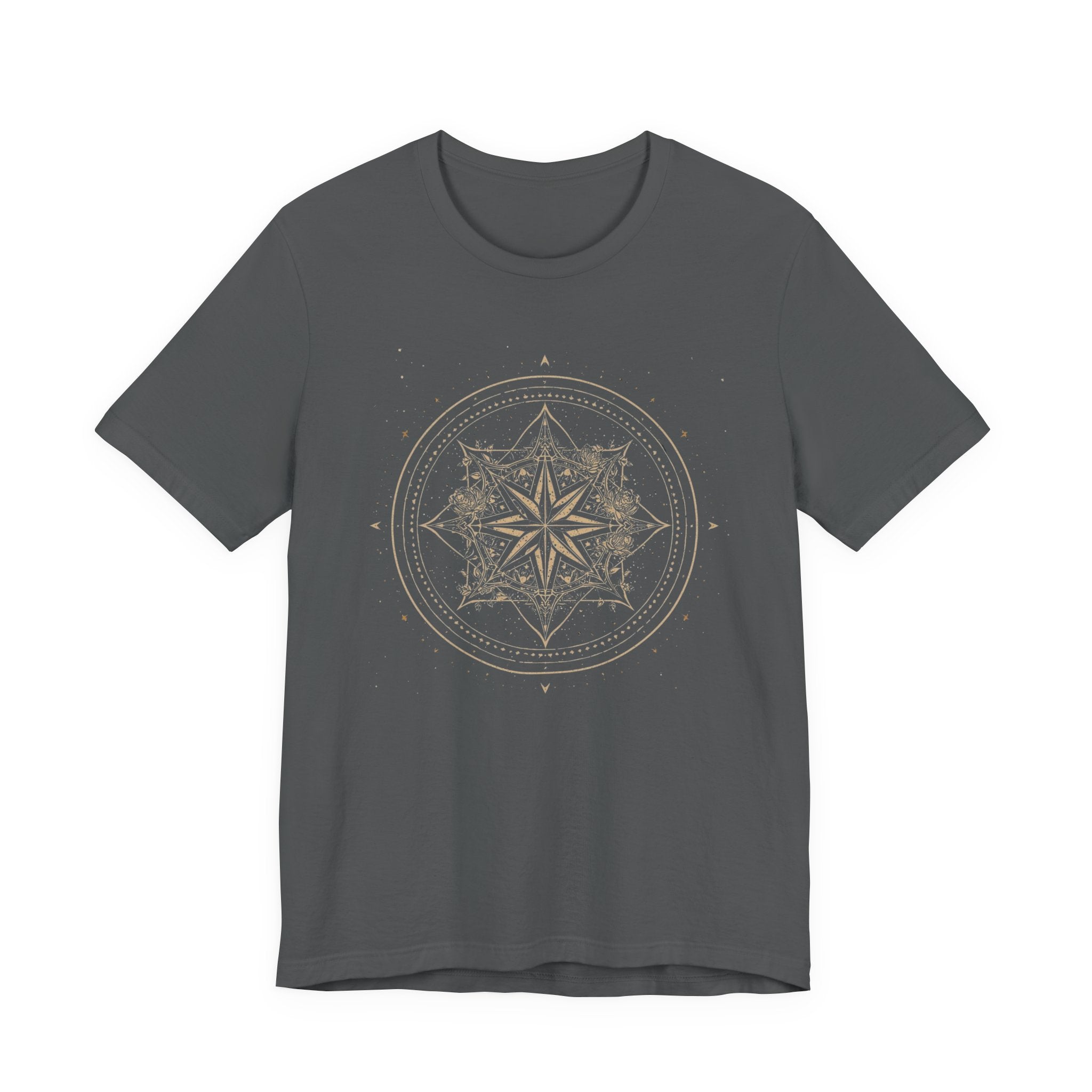 Celestial Compass Rose Floral Mandala Graphic T-Shirt