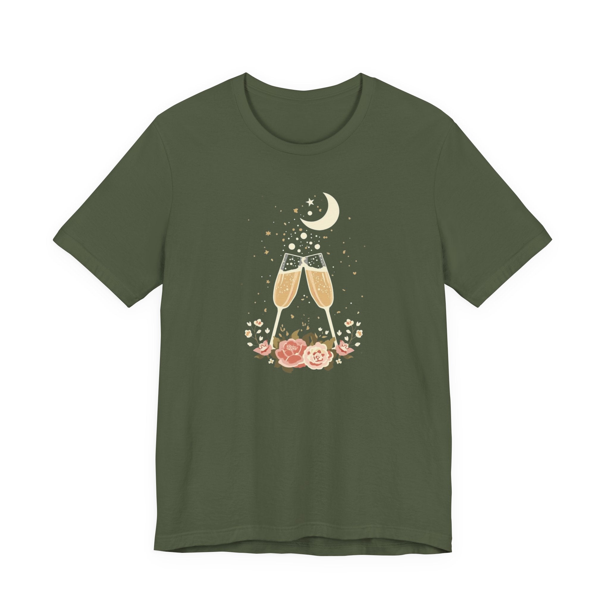 Celestial Champagne & Blush Florals Graphic T-Shirt