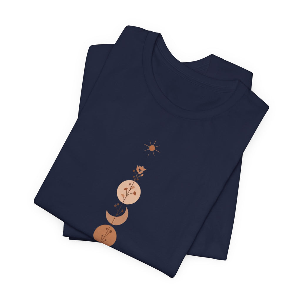 Warm Scandinavian Crescent Moon and Flowers T-Shirt