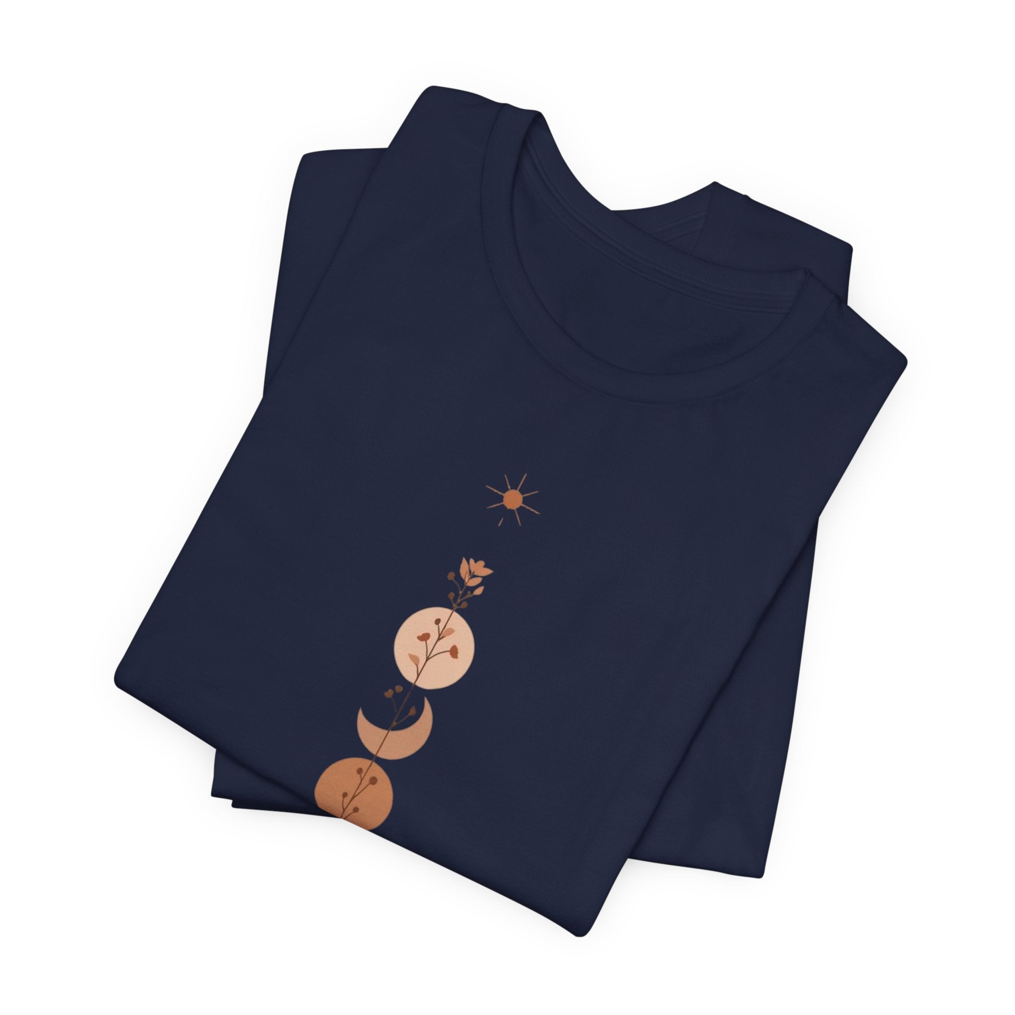 Warm Scandinavian Crescent Moon and Flowers T-Shirt