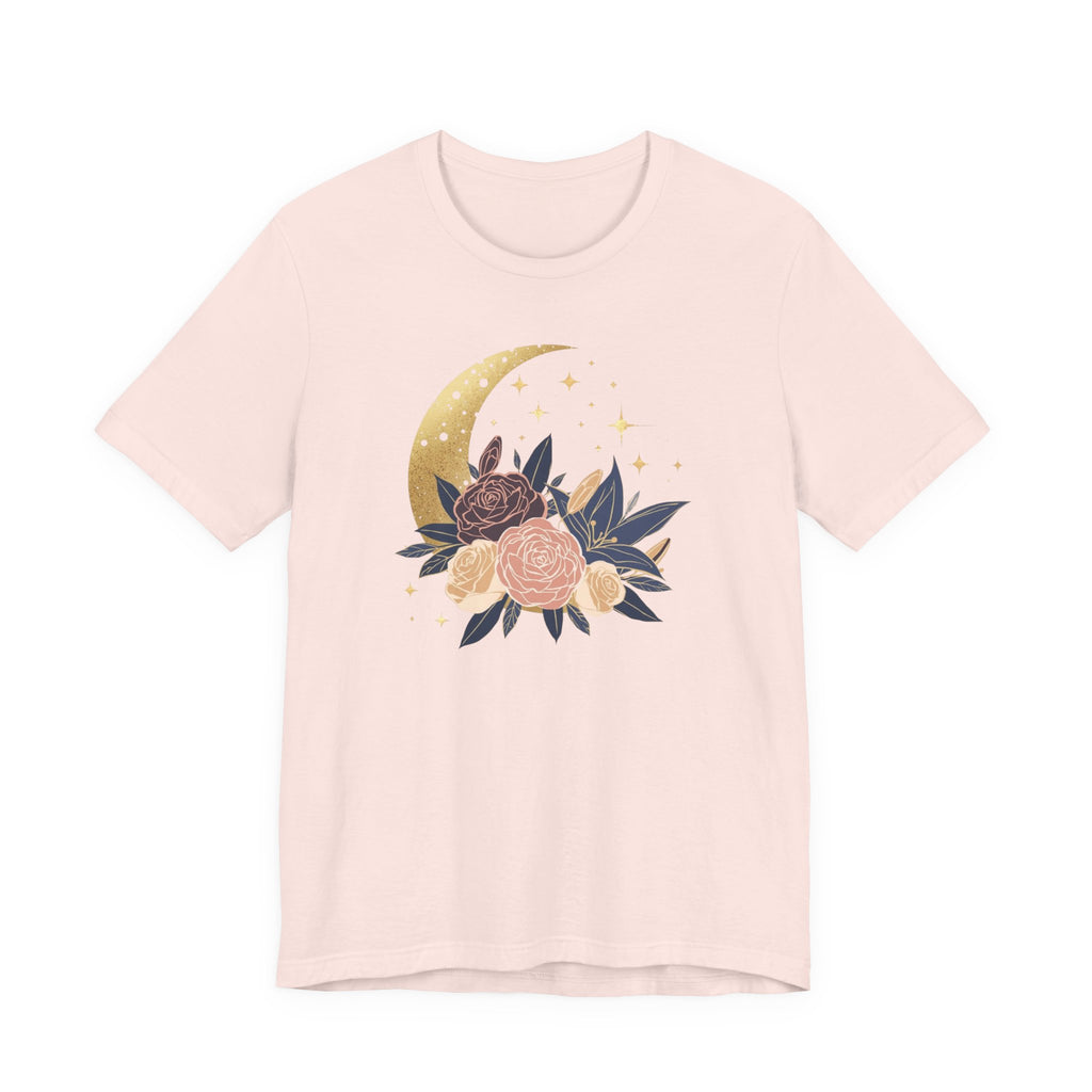Golden Moon & Roses Celestial Graphic T-Shirt