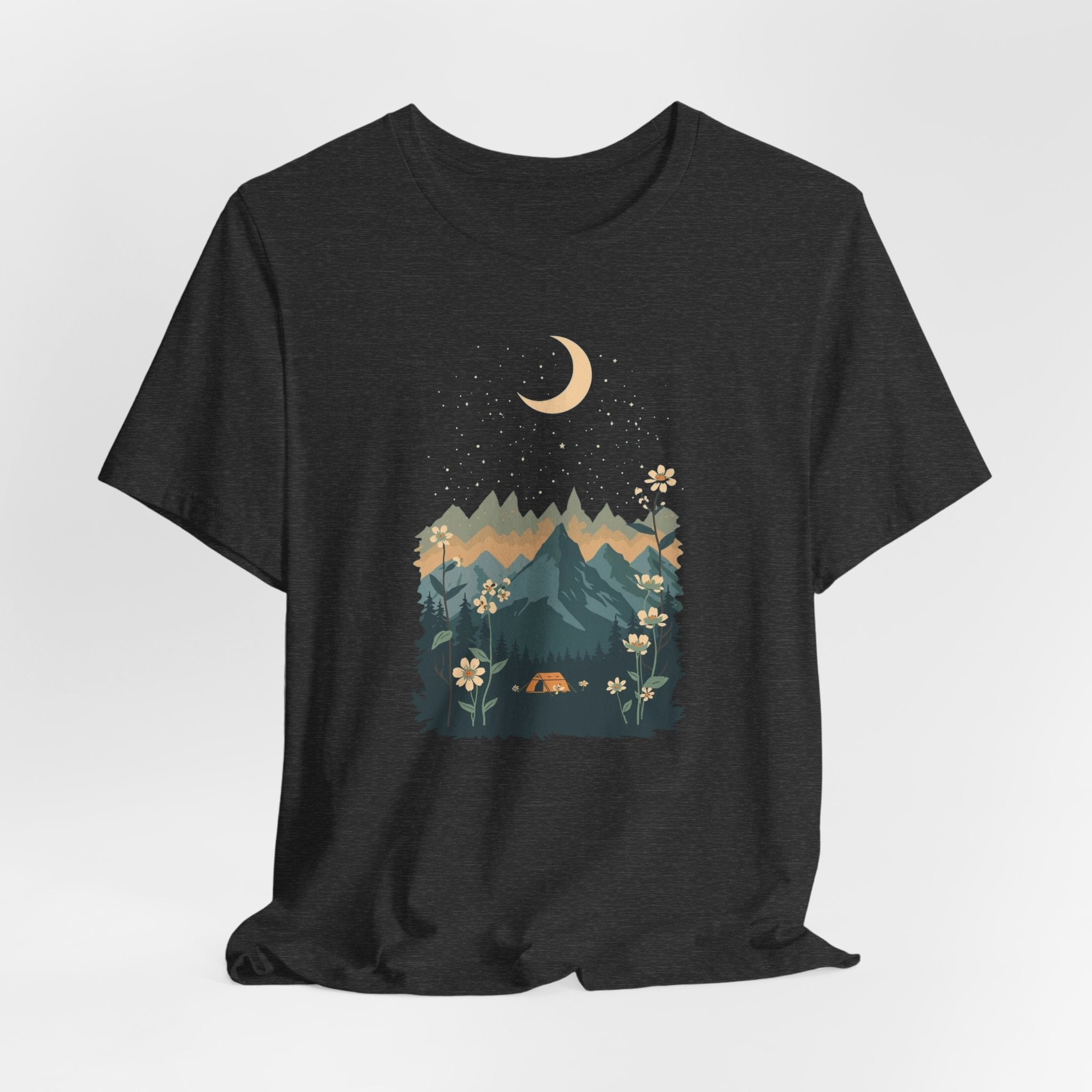 Moonlit Mountain Camping Graphic T-Shirt