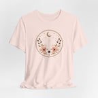 Minimal Celestial Floral Moon Graphic Tee