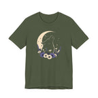 Moonlit Wolf Wildflower Graphic T-Shirt