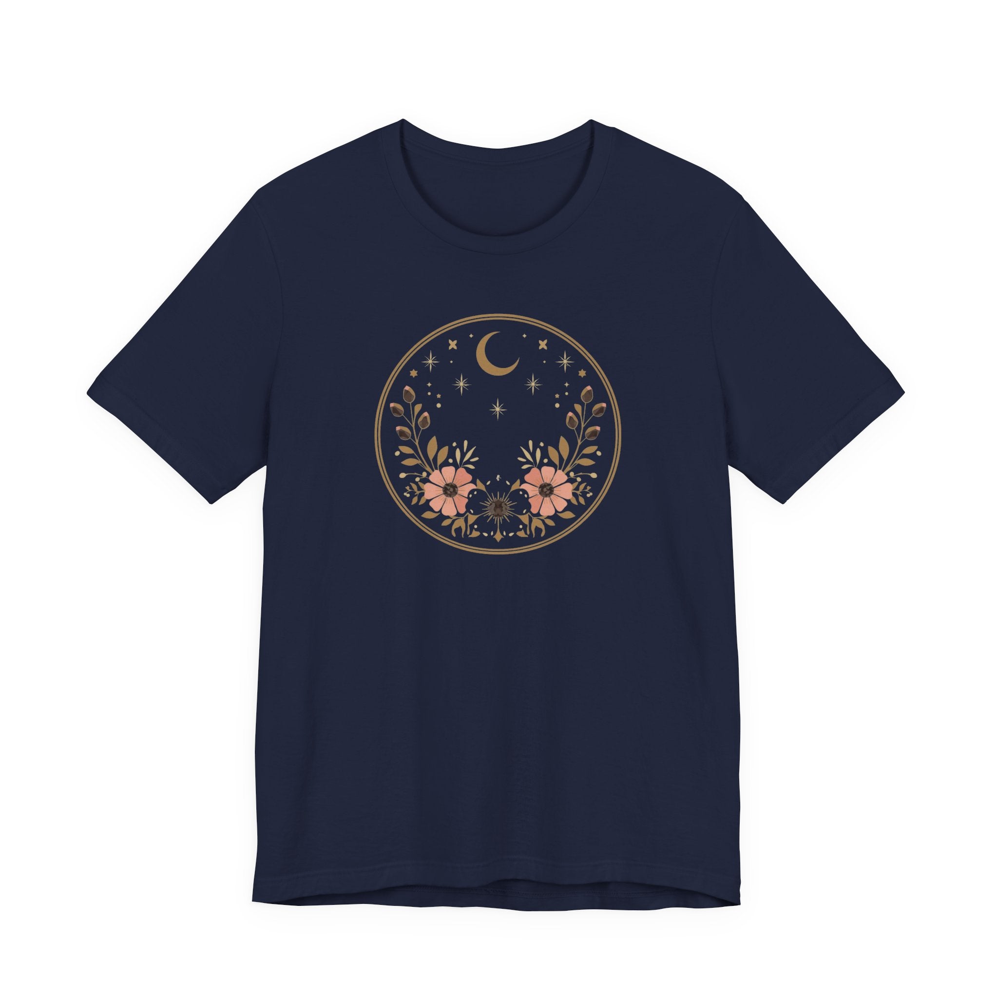 Minimal Celestial Floral Moon Graphic Tee