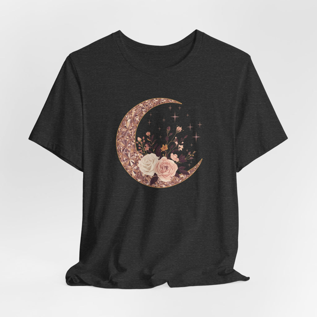 Rose Gold Celestial Moon Floral Graphic T-Shirt