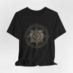 Celestial Compass Rose Floral Mandala Graphic T-Shirt