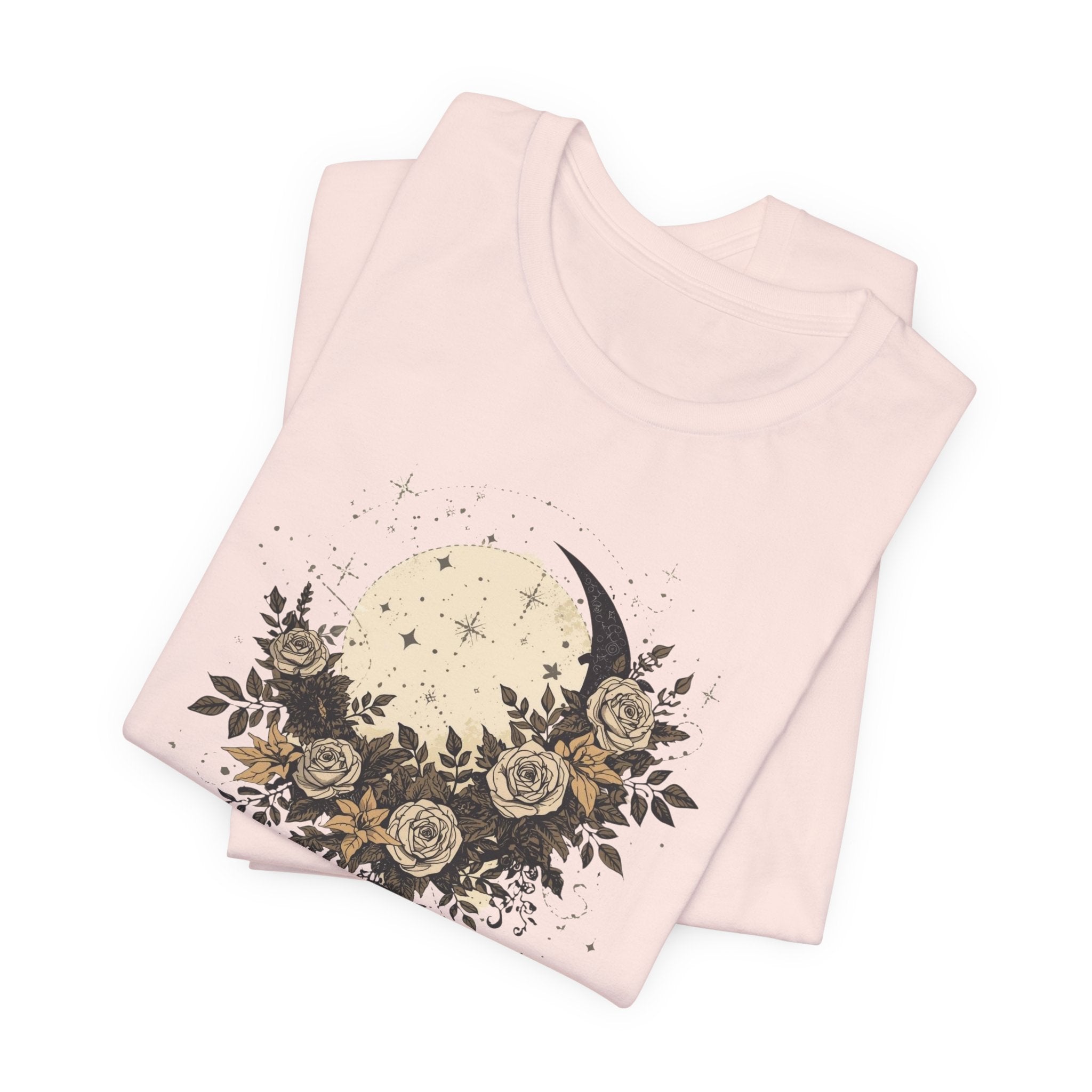 Celestial Moon & Roses Graphic T-Shirt