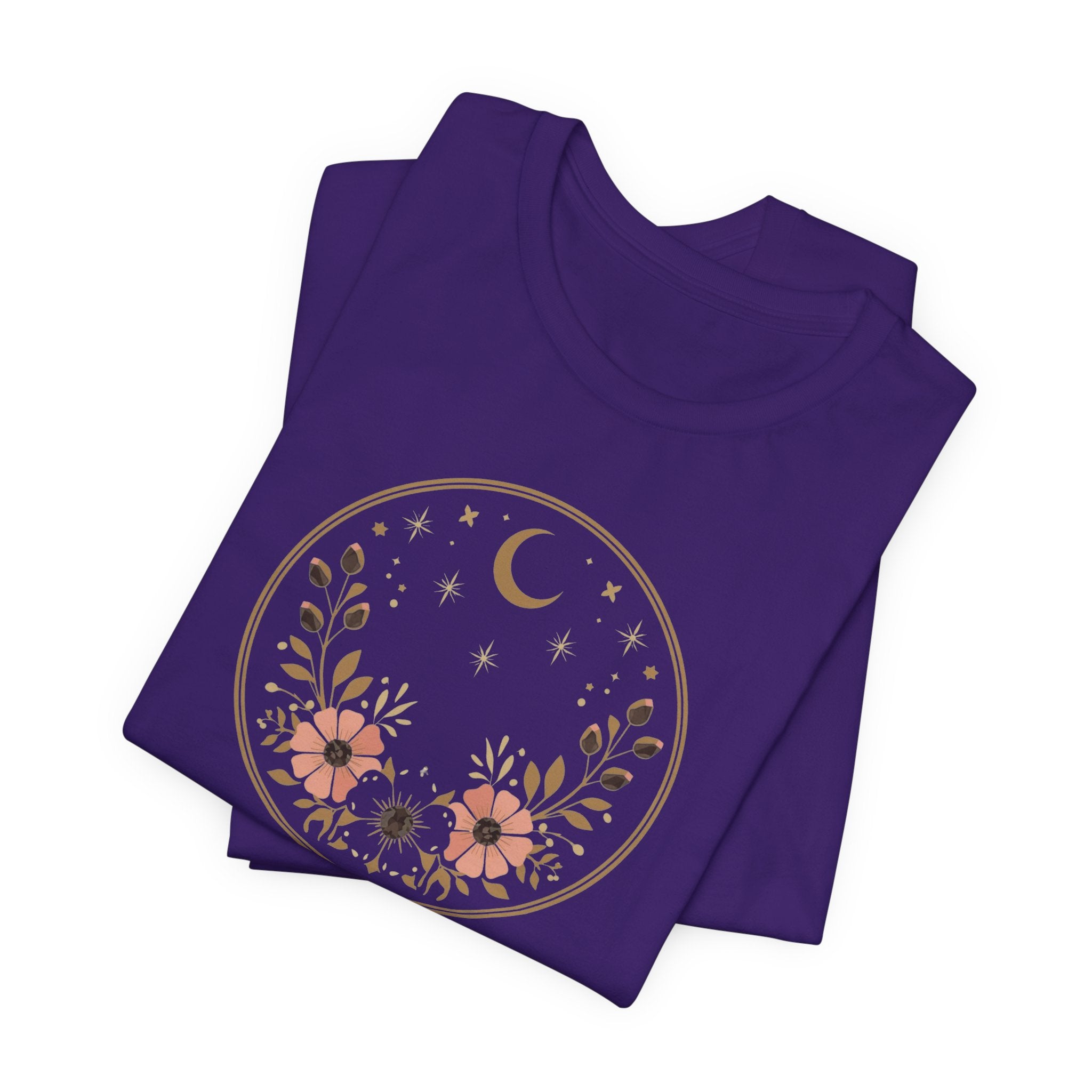 Minimal Celestial Floral Moon Graphic Tee