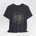 Celestial Compass Rose Floral Mandala Graphic T-Shirt
