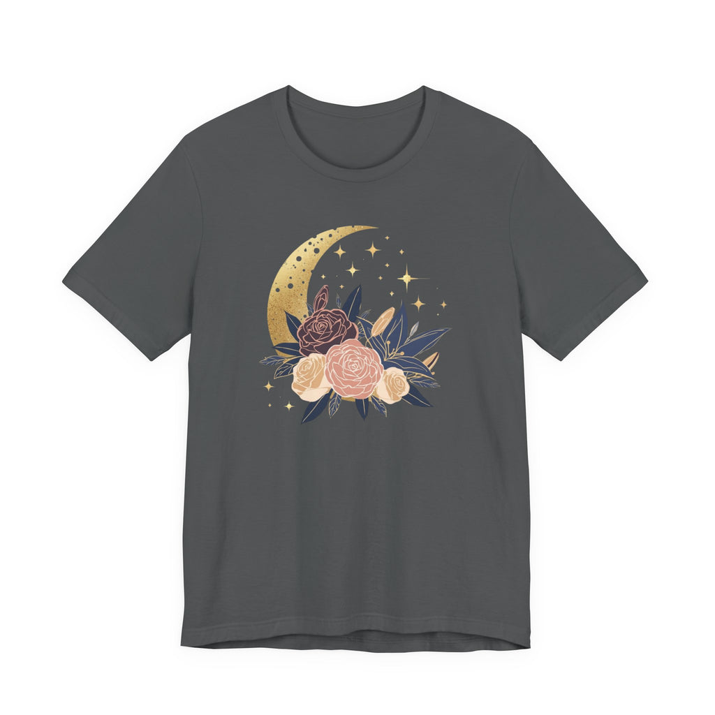 Golden Moon & Roses Celestial Graphic T-Shirt