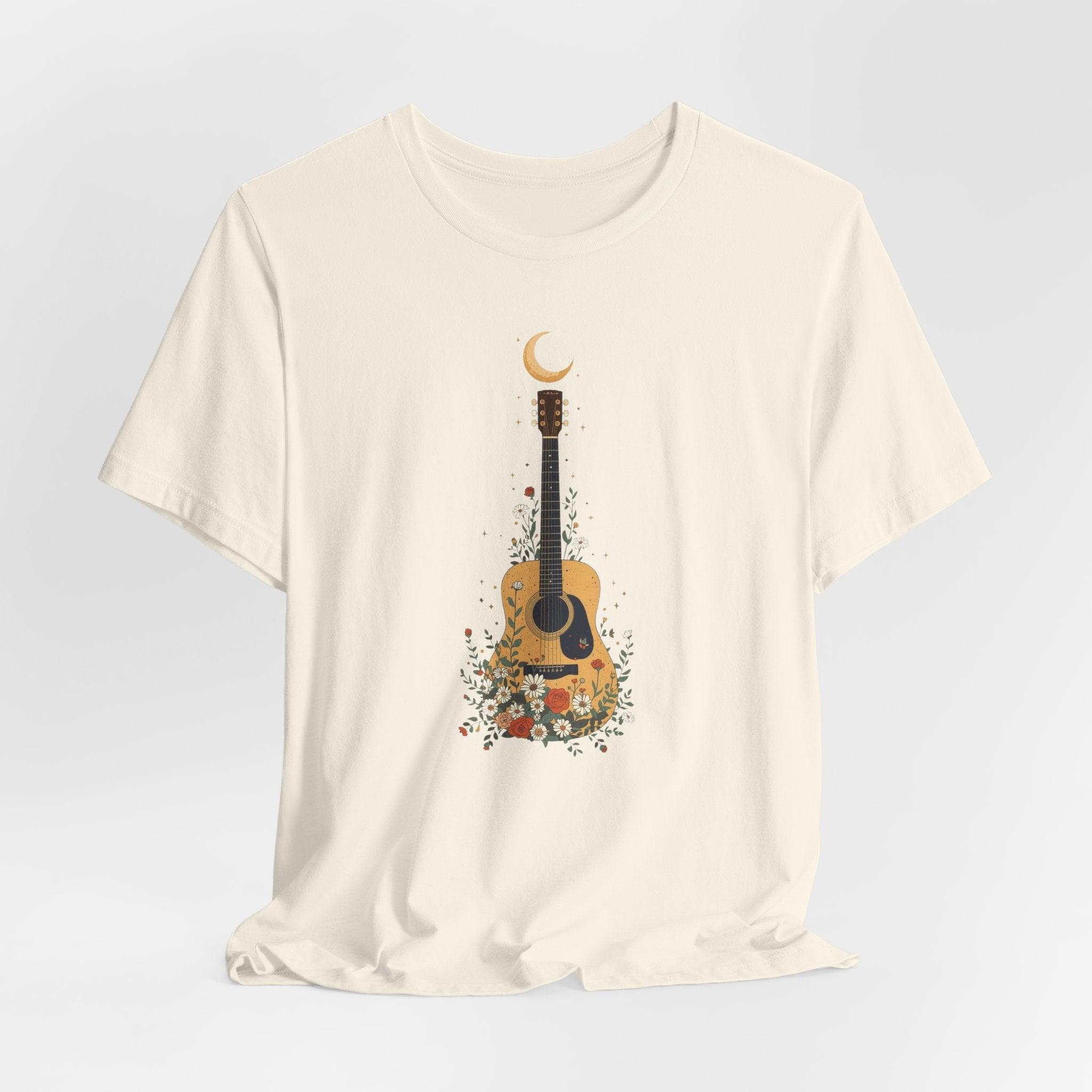 Celestial Floral Guitar Graphic T-Shirt