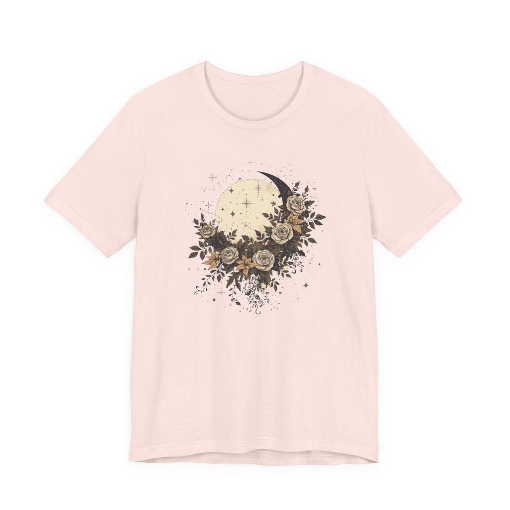Celestial Moon & Roses Graphic T-Shirt