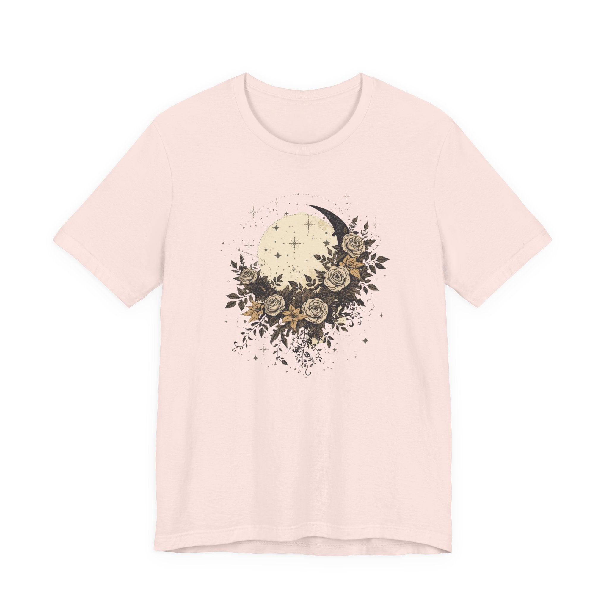 Celestial Moon & Roses Graphic T-Shirt