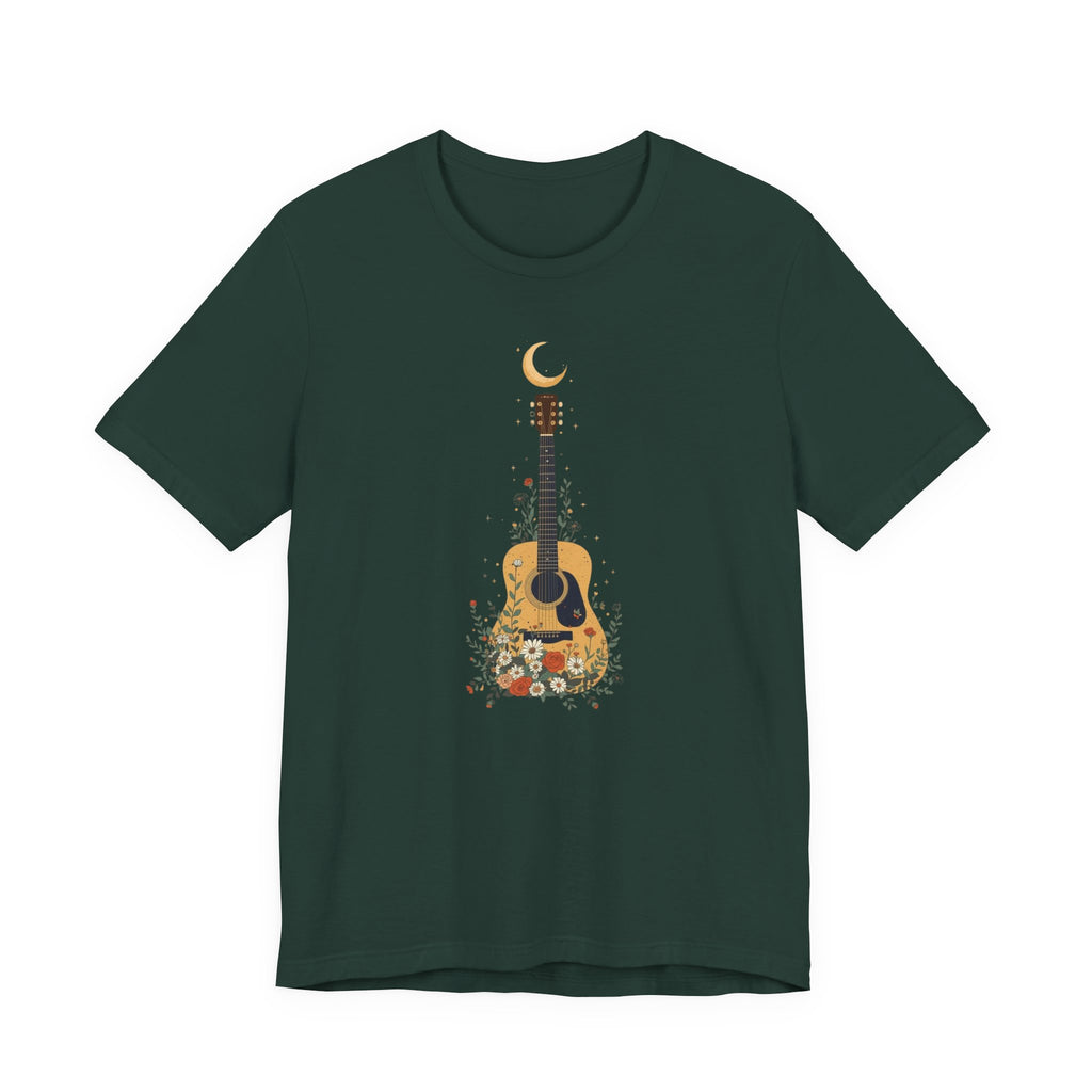 Celestial Floral Guitar Graphic T-Shirt