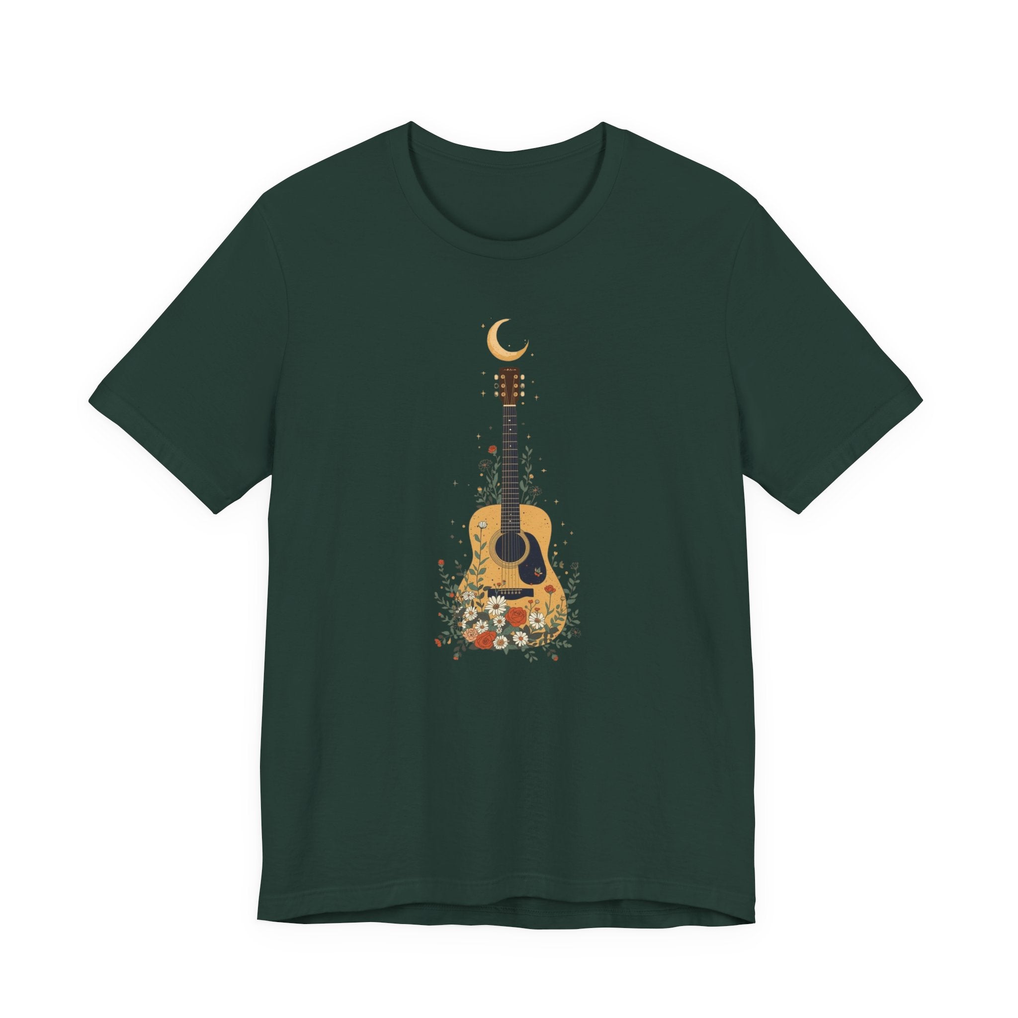 Celestial Floral Guitar Graphic T-Shirt