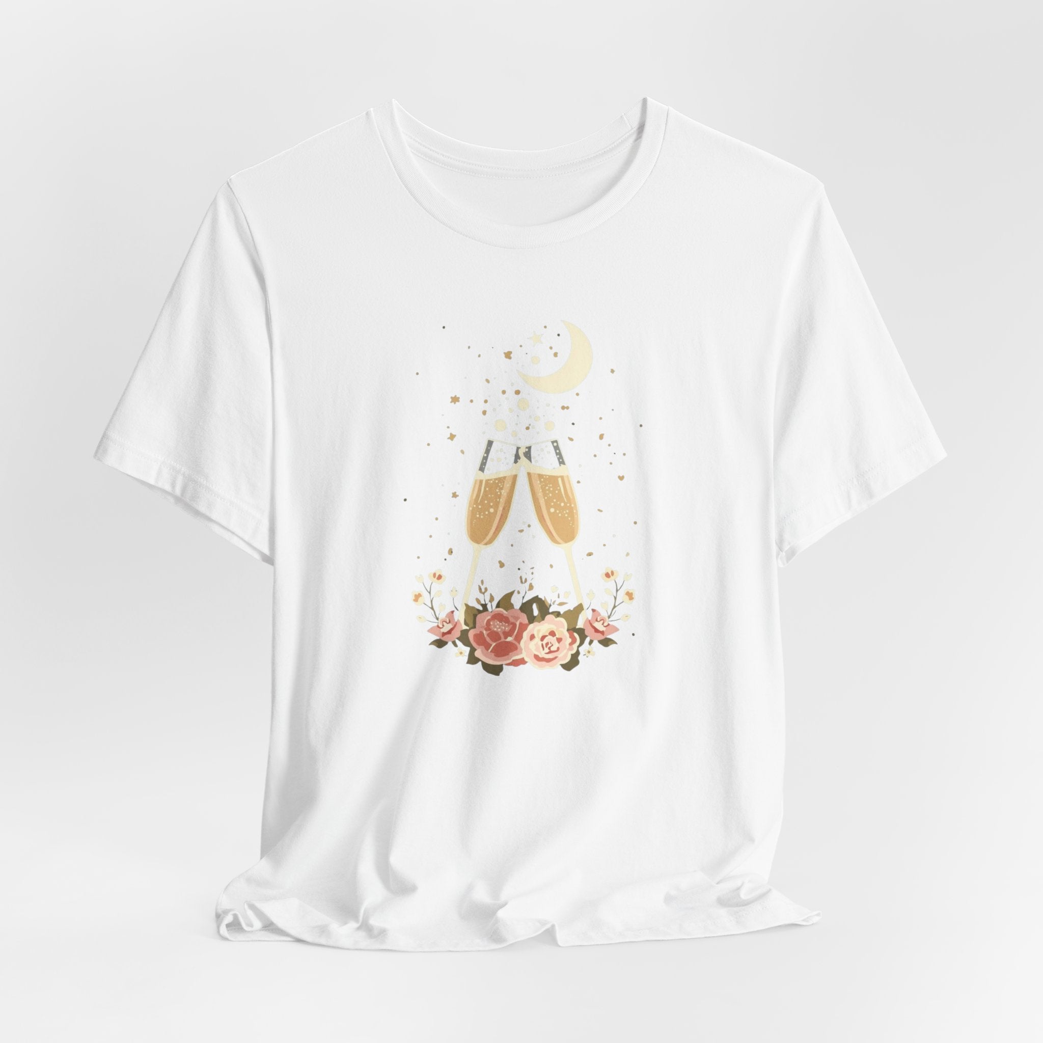 Celestial Champagne & Blush Florals Graphic T-Shirt