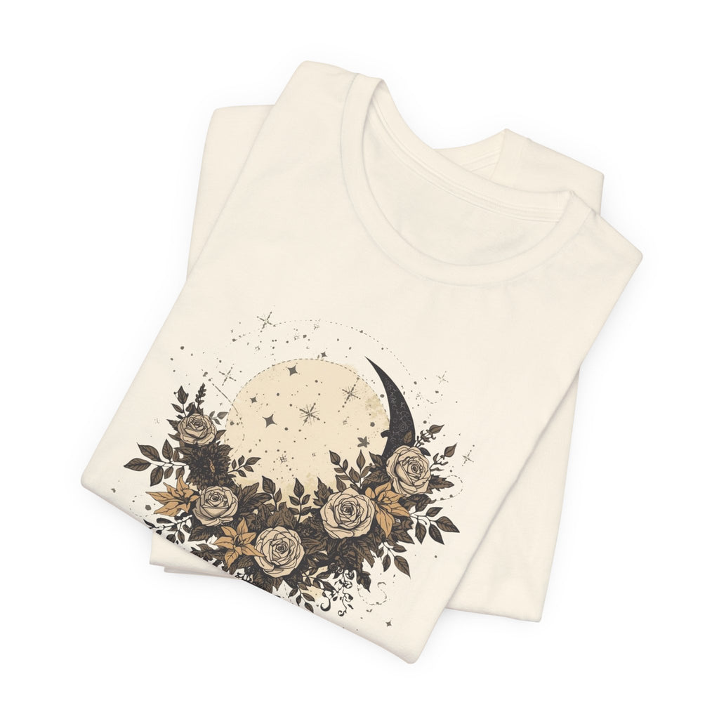 Celestial Moon & Roses Graphic T-Shirt
