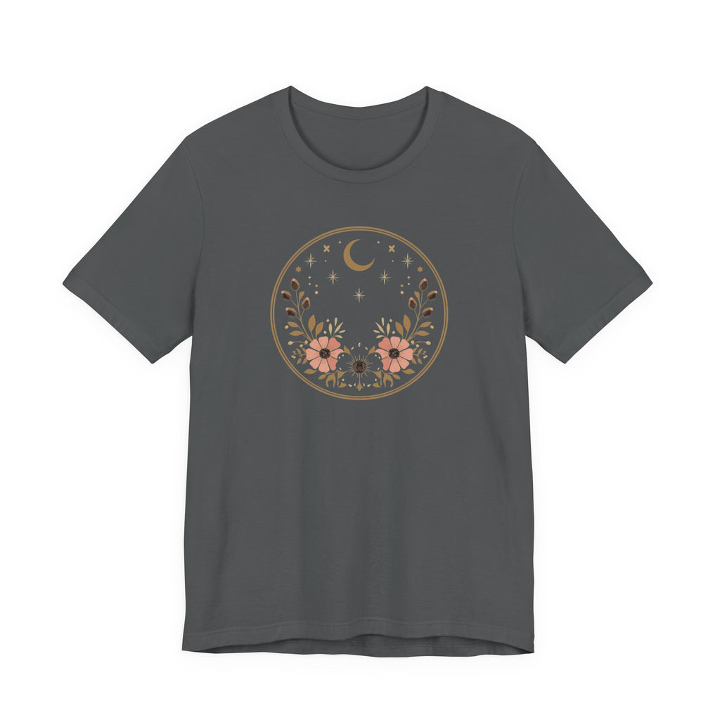 Minimal Celestial Floral Moon Graphic Tee