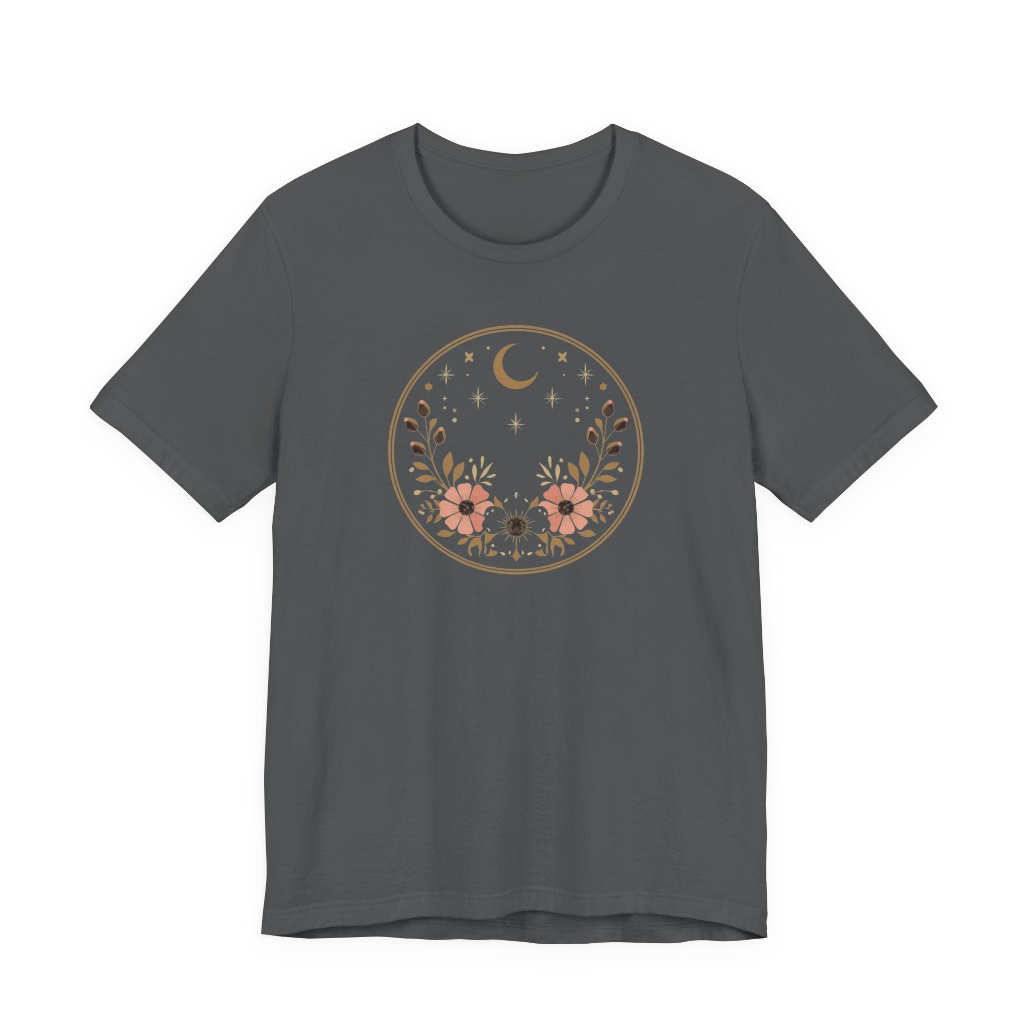 Minimal Celestial Floral Moon Graphic Tee