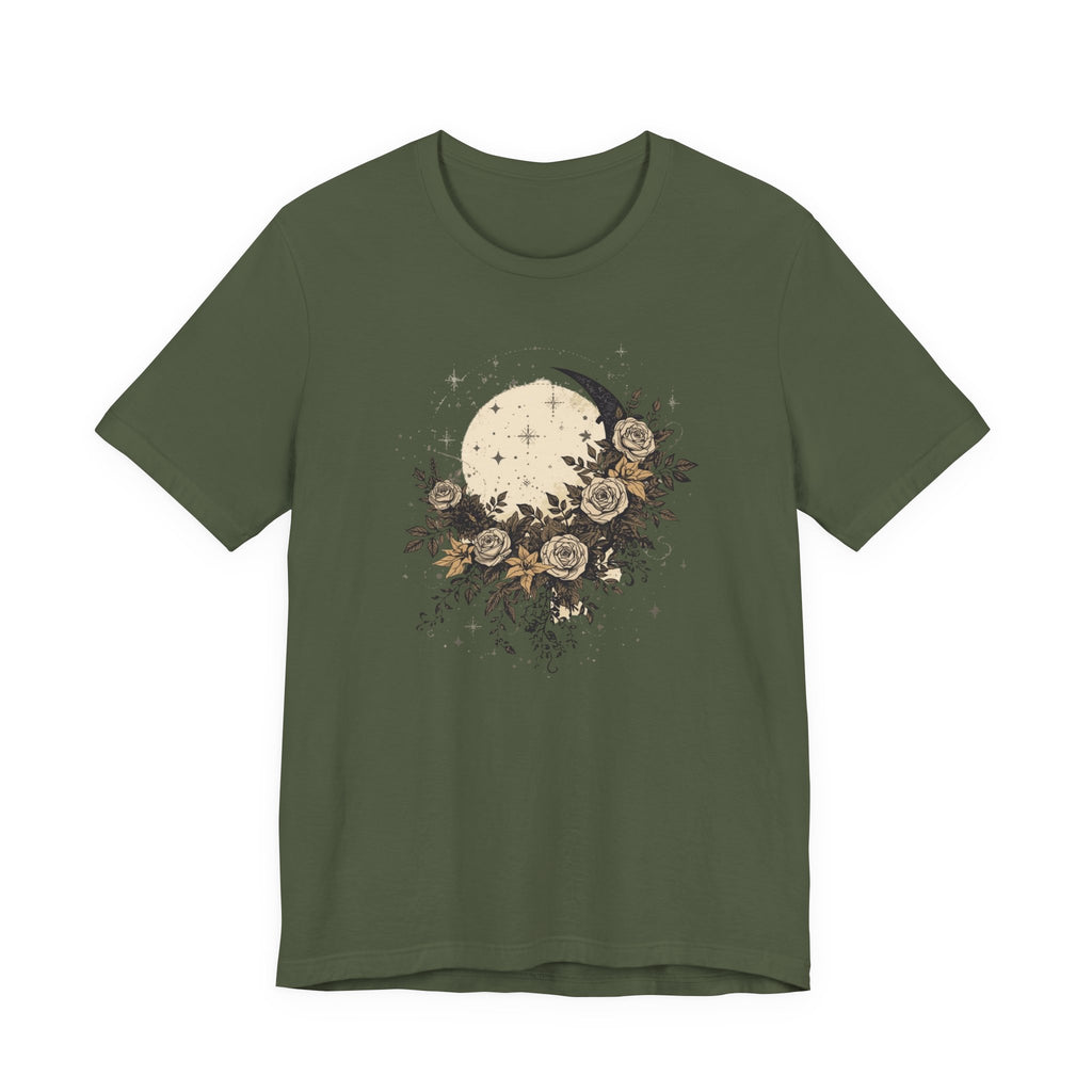 Celestial Moon & Roses Graphic T-Shirt