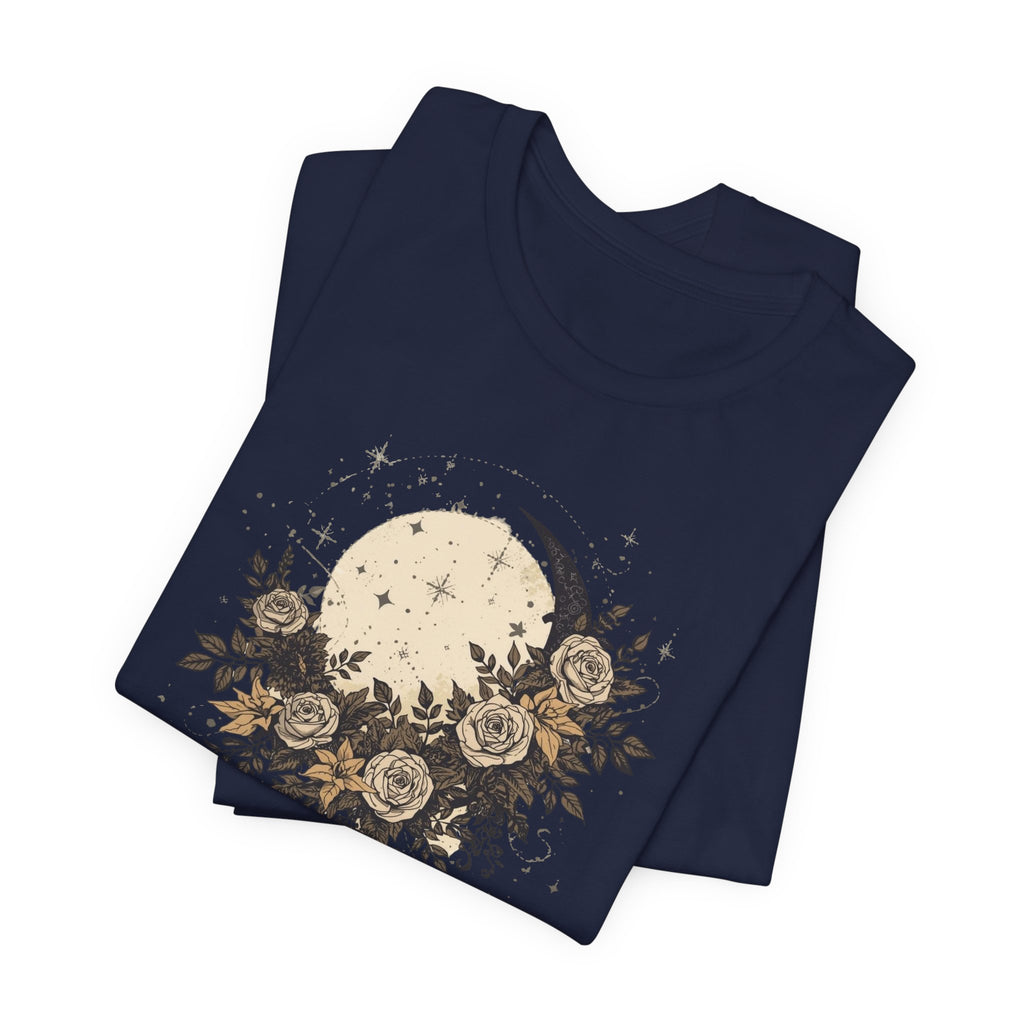 Celestial Moon & Roses Graphic T-Shirt