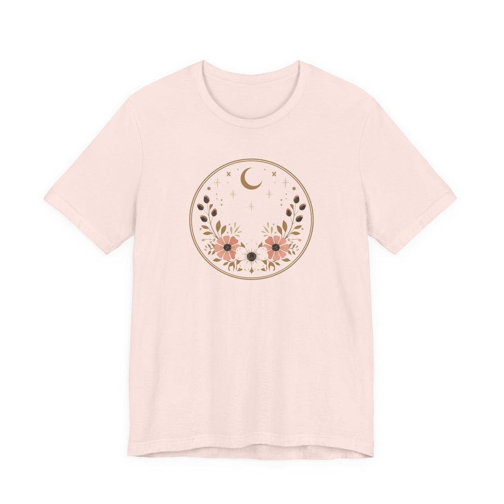 Minimal Celestial Floral Moon Graphic Tee