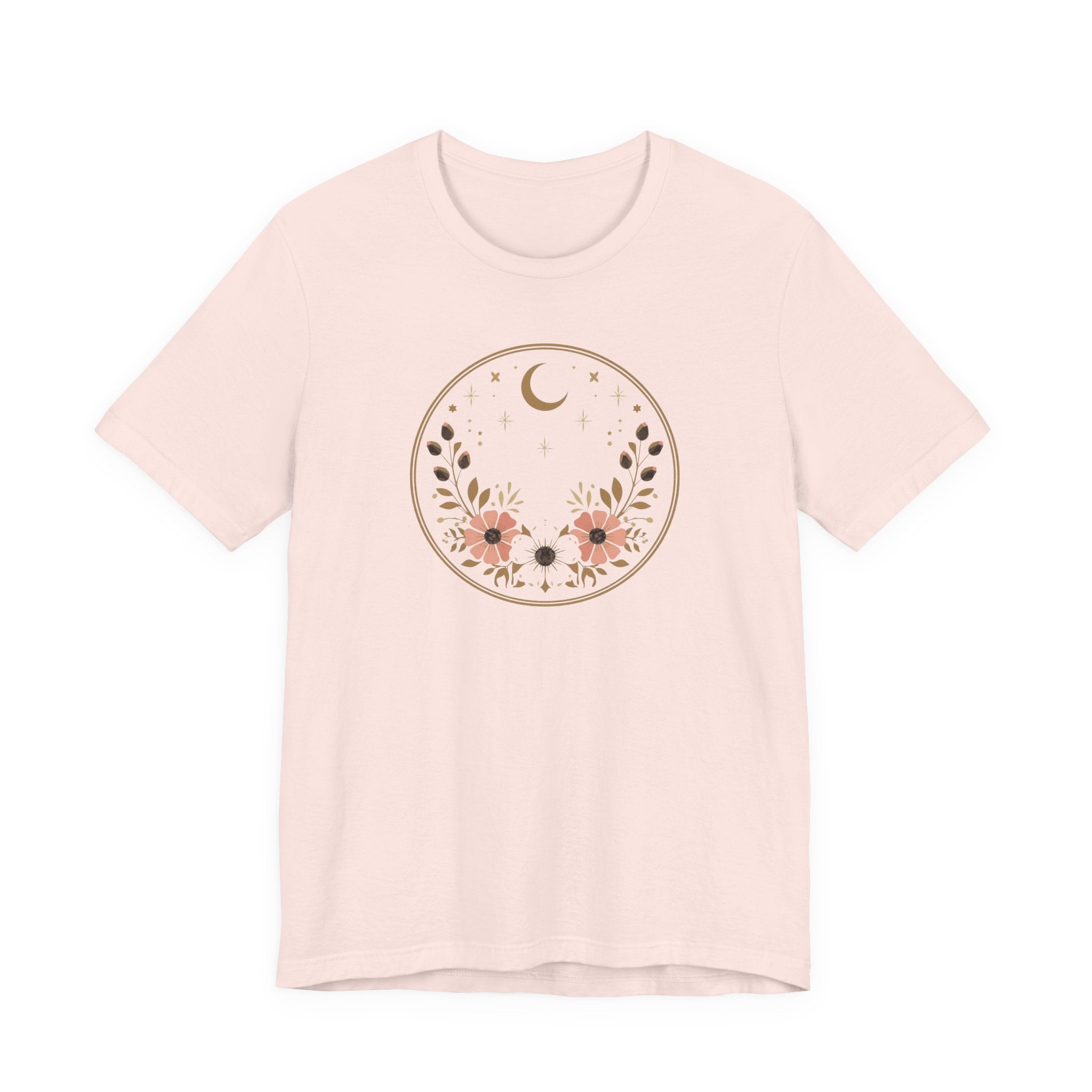 Minimal Celestial Floral Moon Graphic Tee