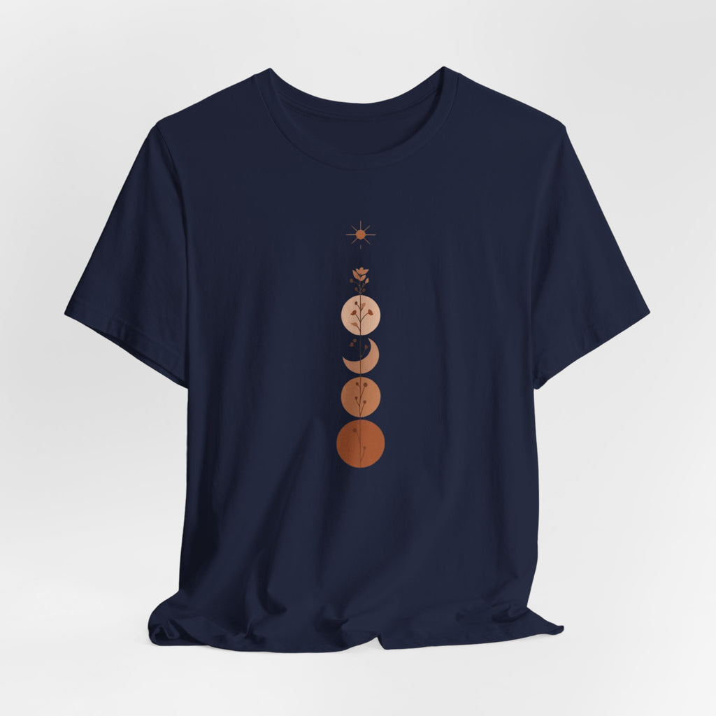 Warm Scandinavian Crescent Moon and Flowers T-Shirt