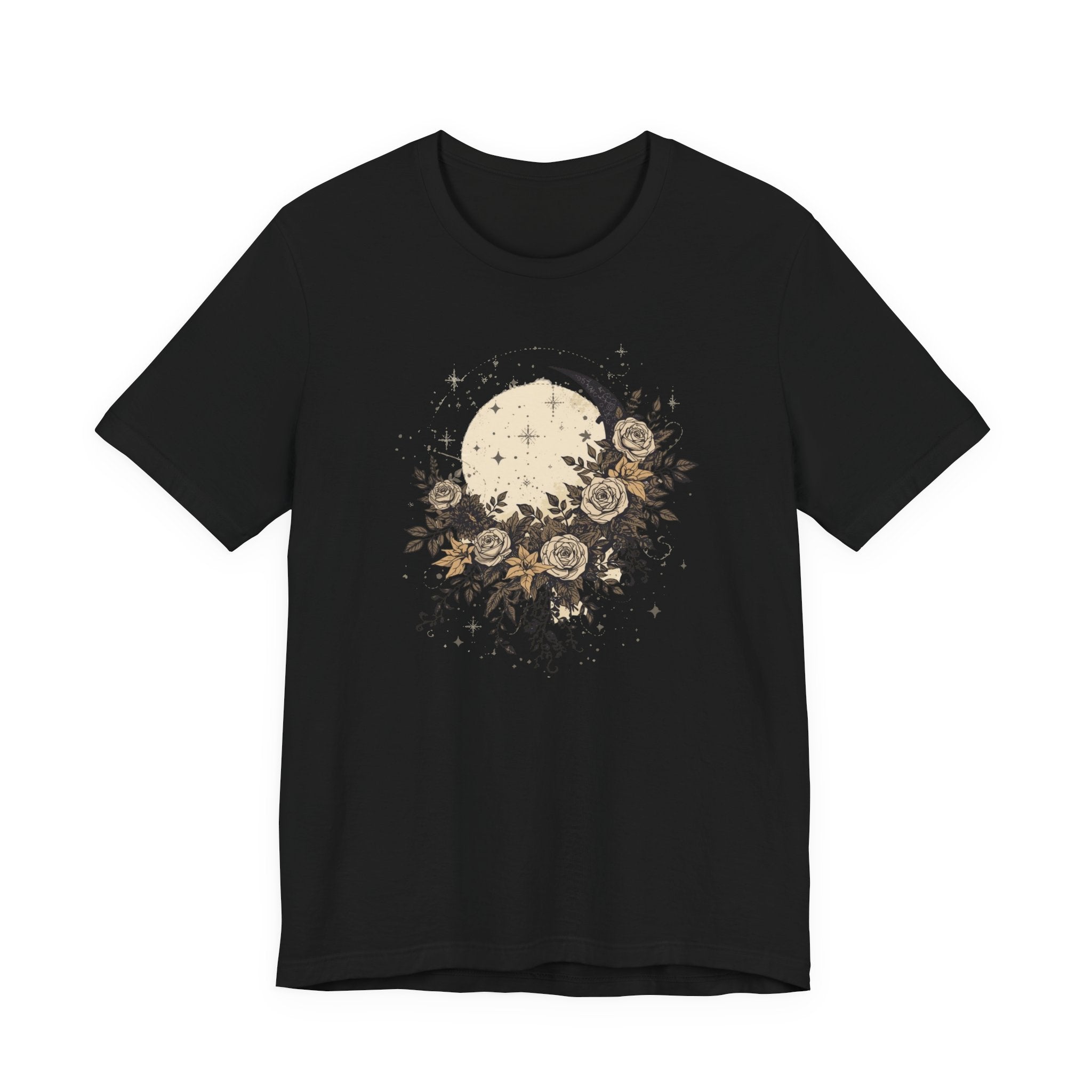 Celestial Moon & Roses Graphic T-Shirt