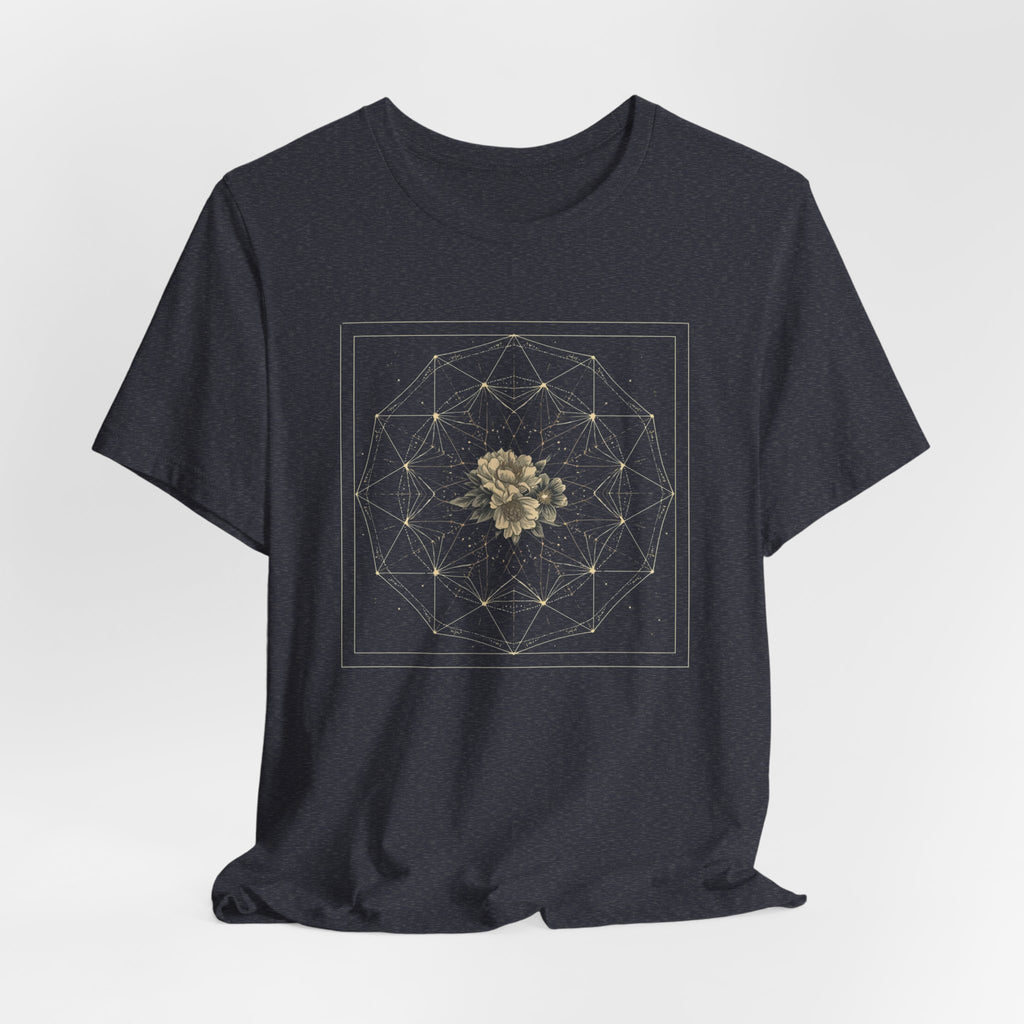 Sacred Geometry Floral Mandala Celestial Graphic T-Shirt