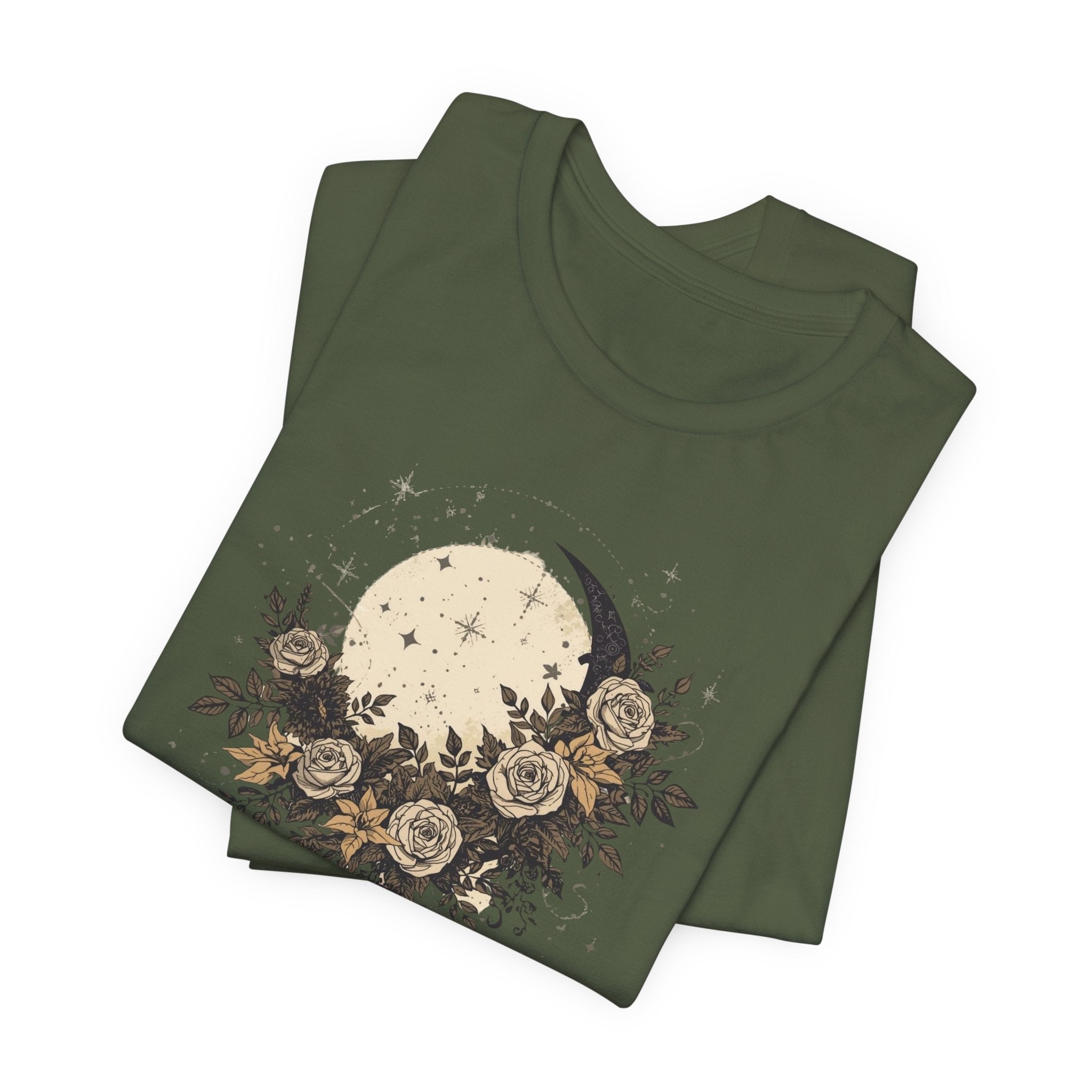 Celestial Moon & Roses Graphic T-Shirt