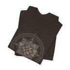 Celestial Compass Rose Floral Mandala Graphic T-Shirt