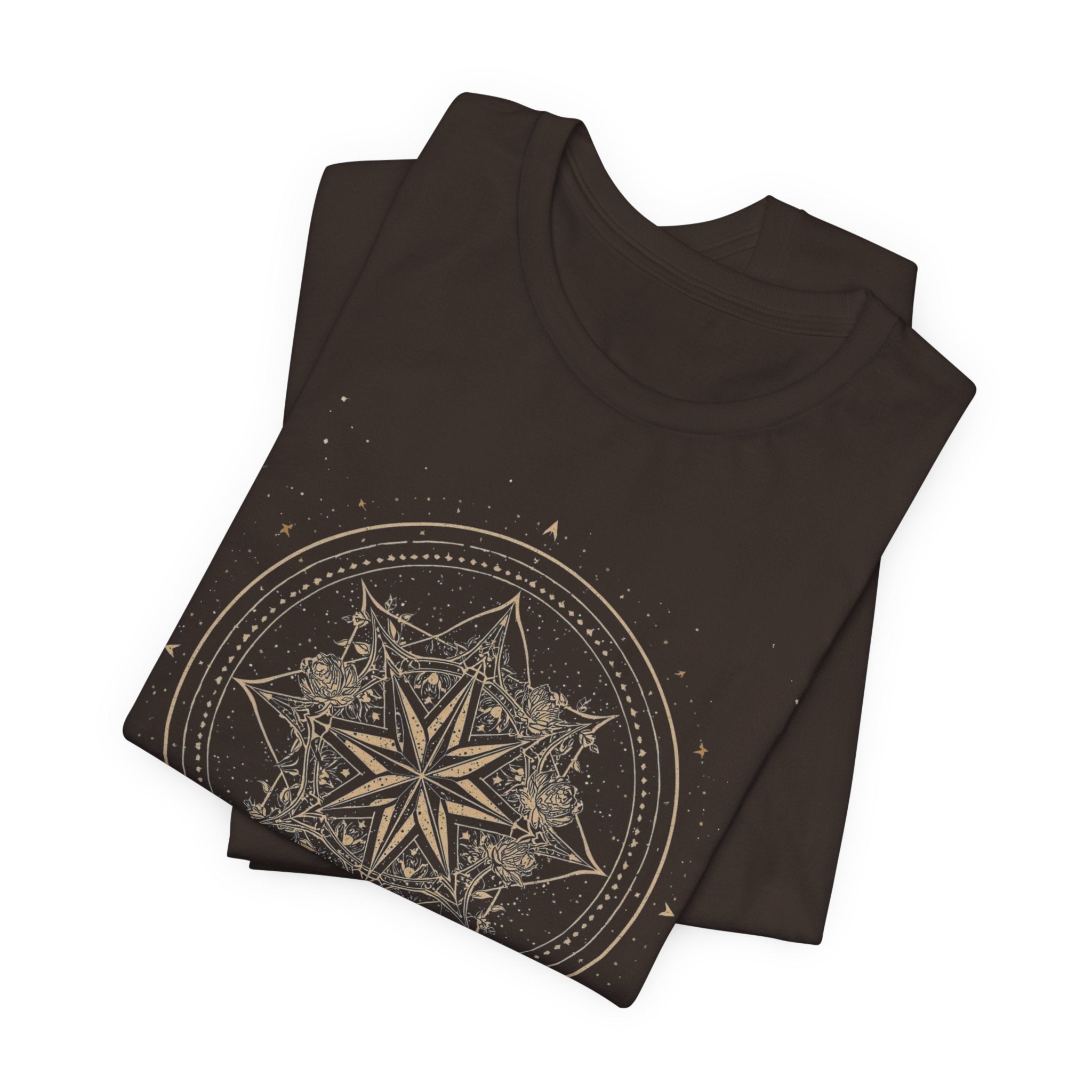 Celestial Compass Rose Floral Mandala Graphic T-Shirt