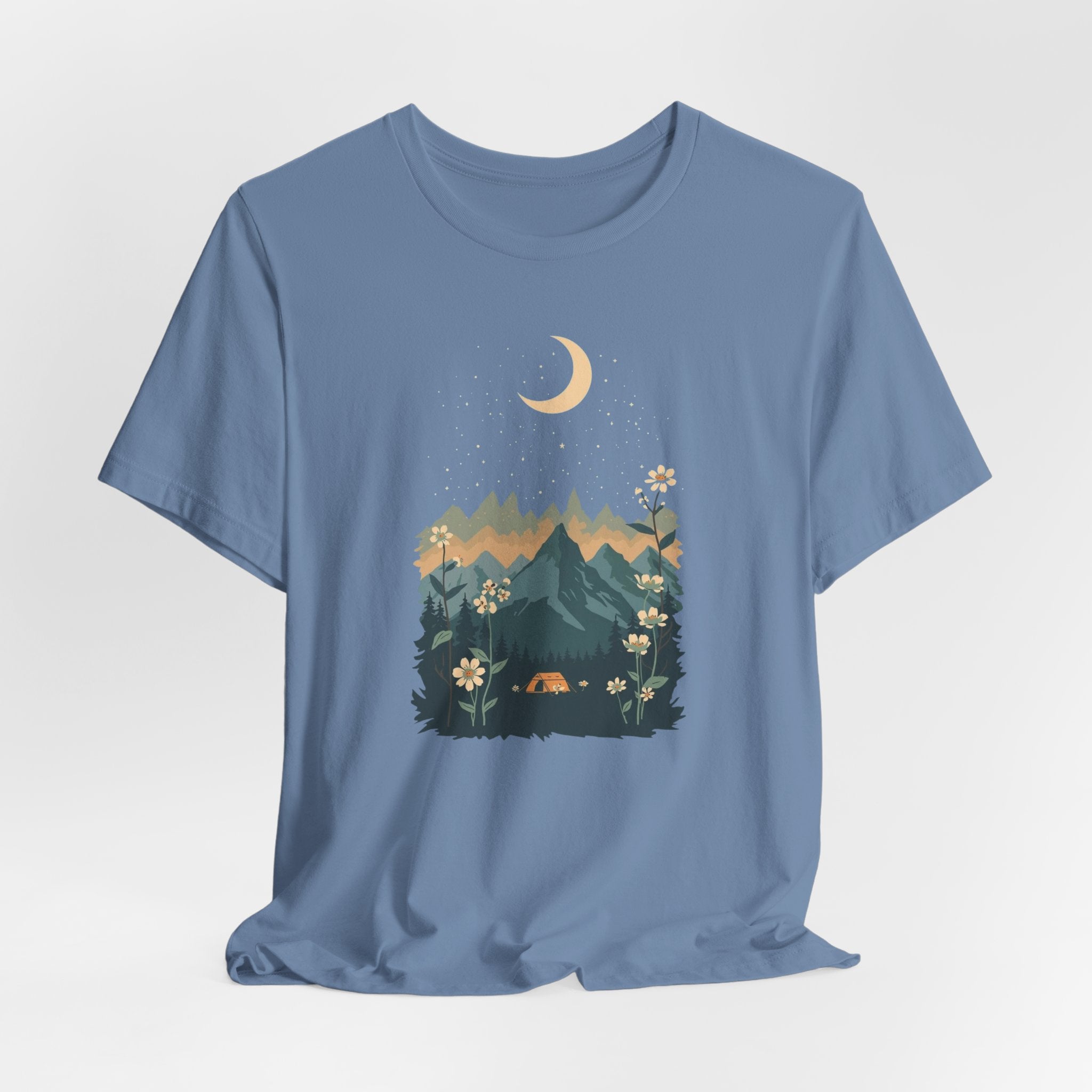 Moonlit Mountain Camping Graphic T-Shirt