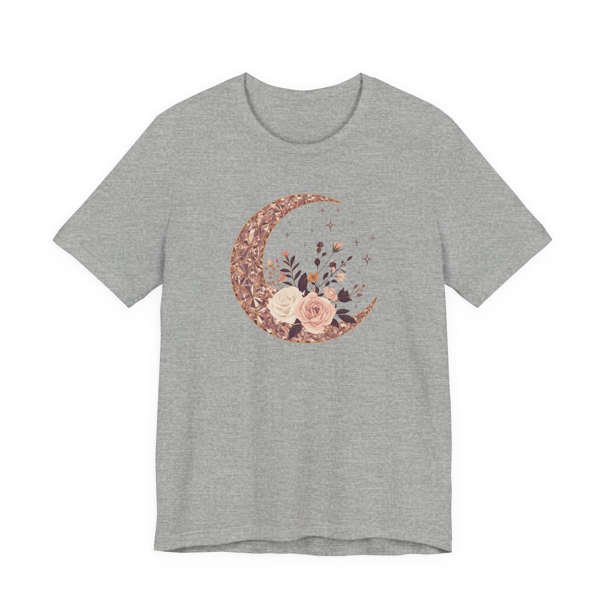 Rose Gold Celestial Moon Floral Graphic T-Shirt