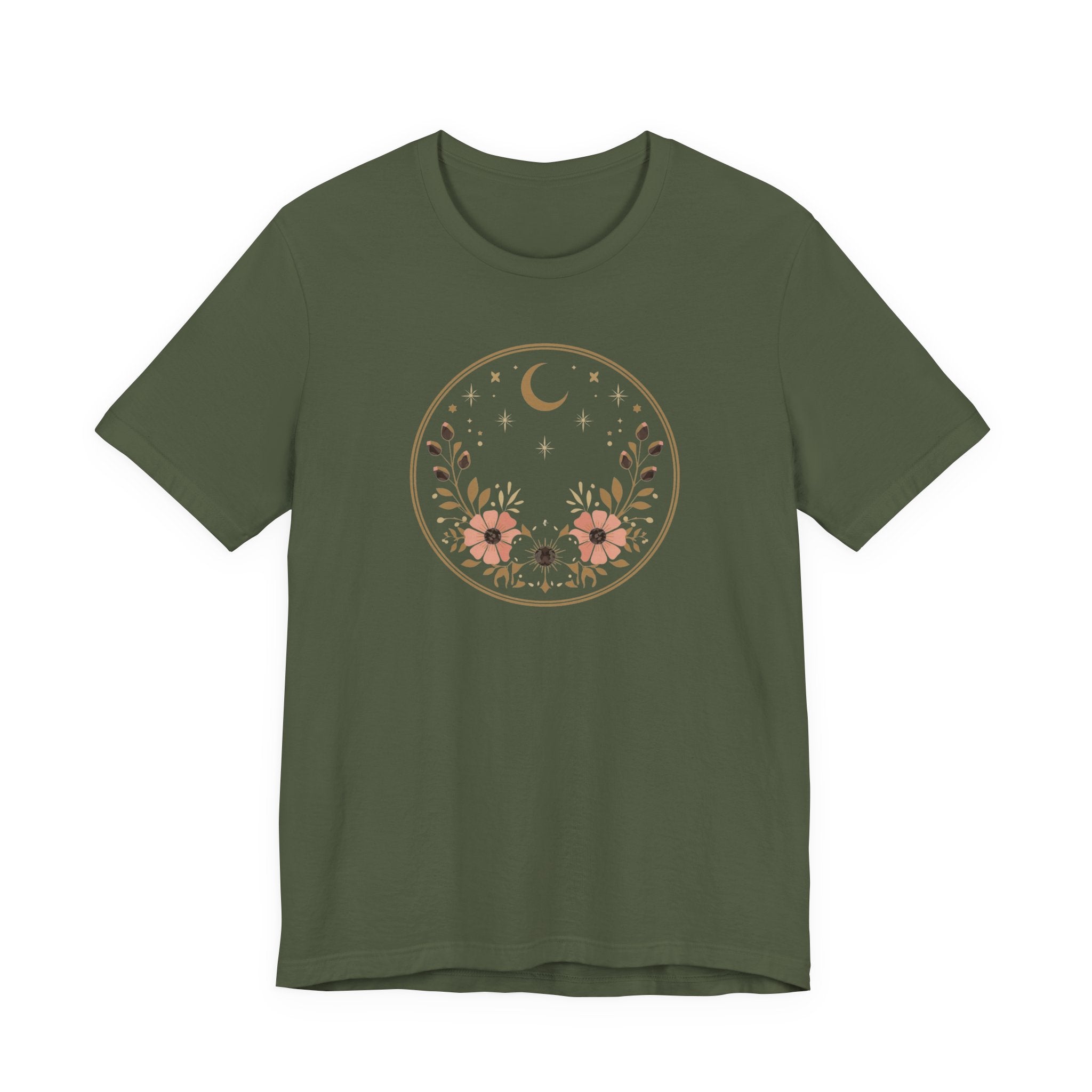 Minimal Celestial Floral Moon Graphic Tee