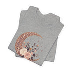 Rose Gold Celestial Moon Floral Graphic T-Shirt