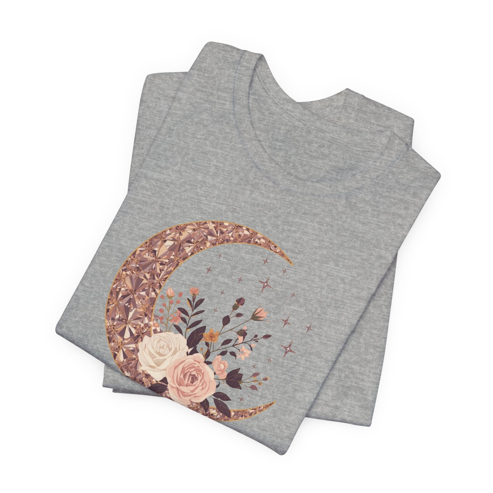 Rose Gold Celestial Moon Floral Graphic T-Shirt