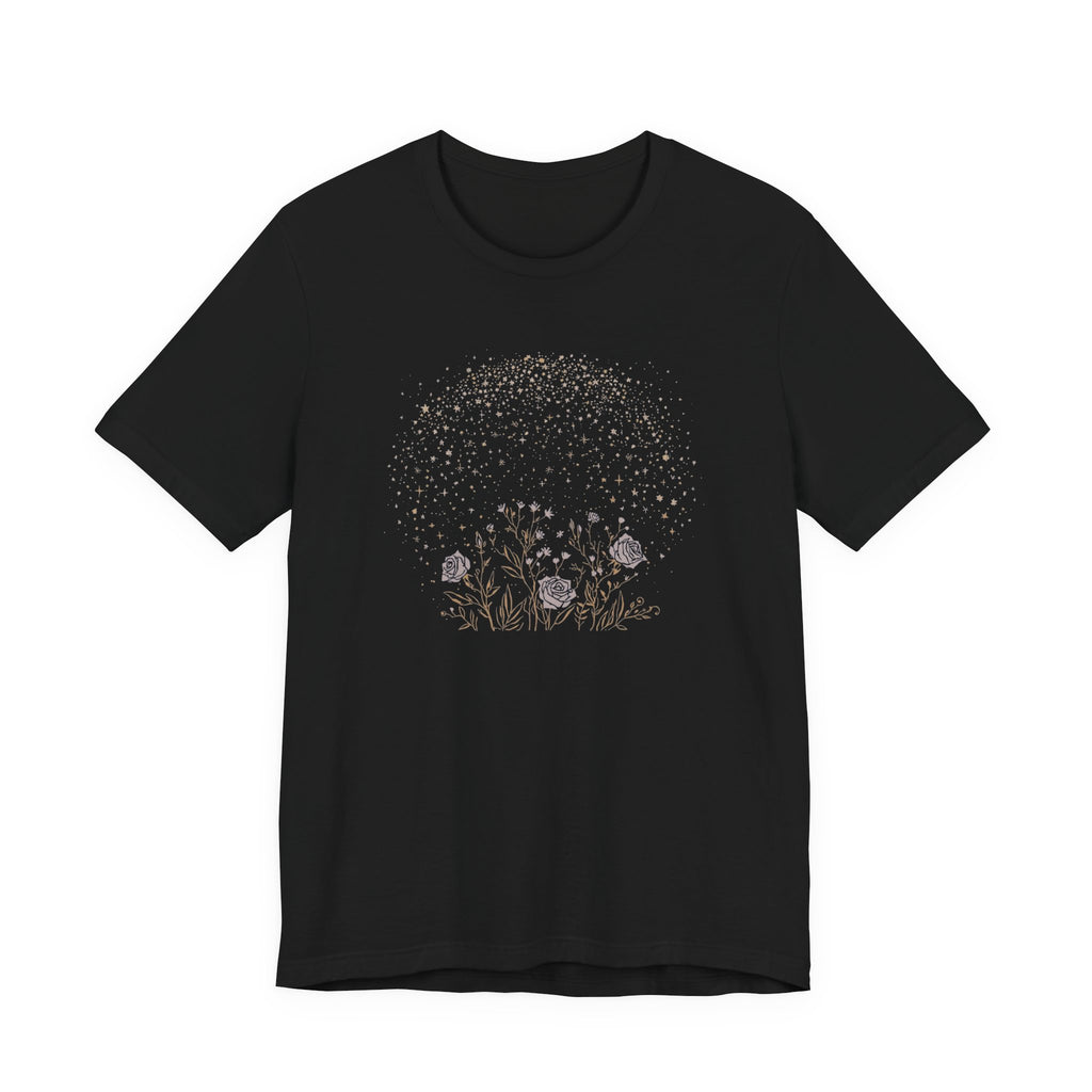 Starlit Rose Garden Celestial Graphic T-Shirt